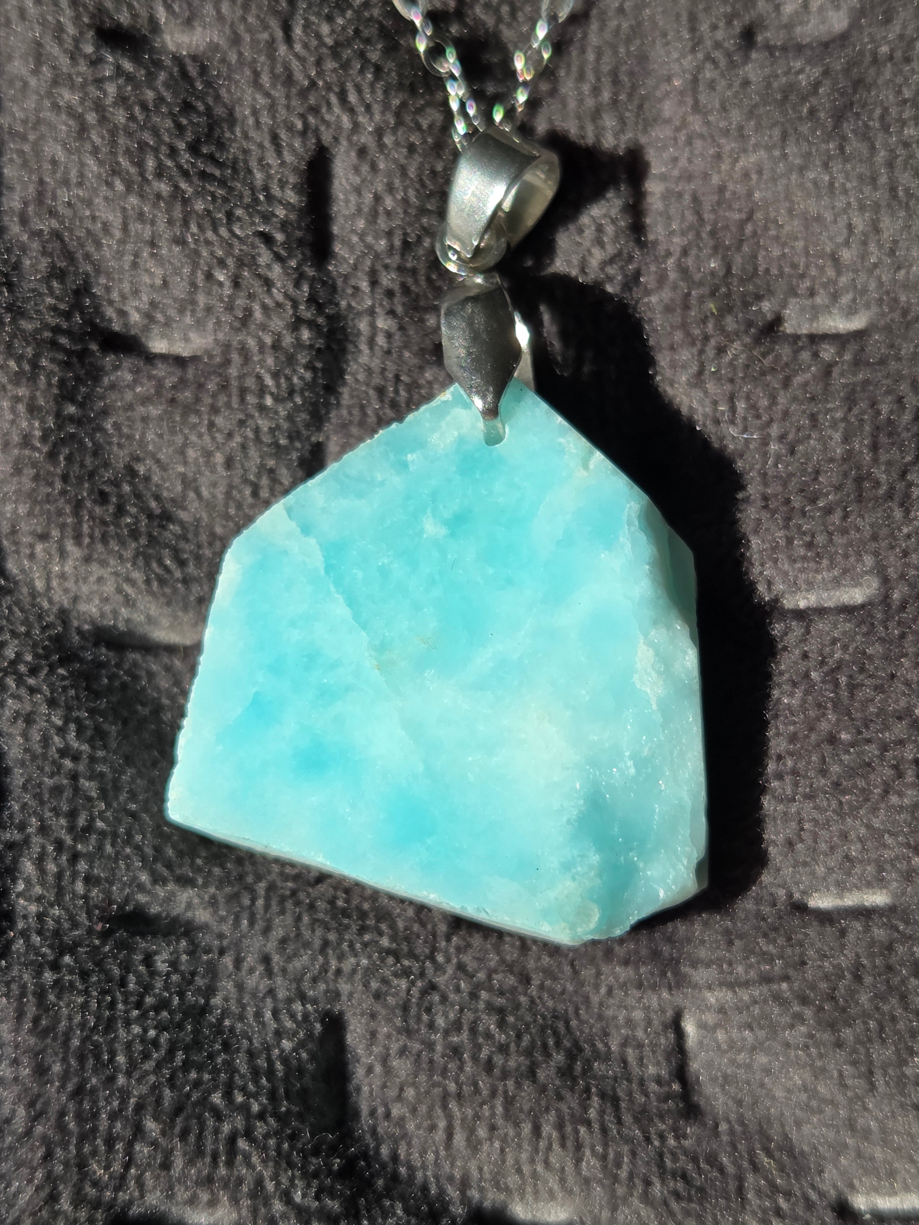Raw larimar crystal handmade necklace