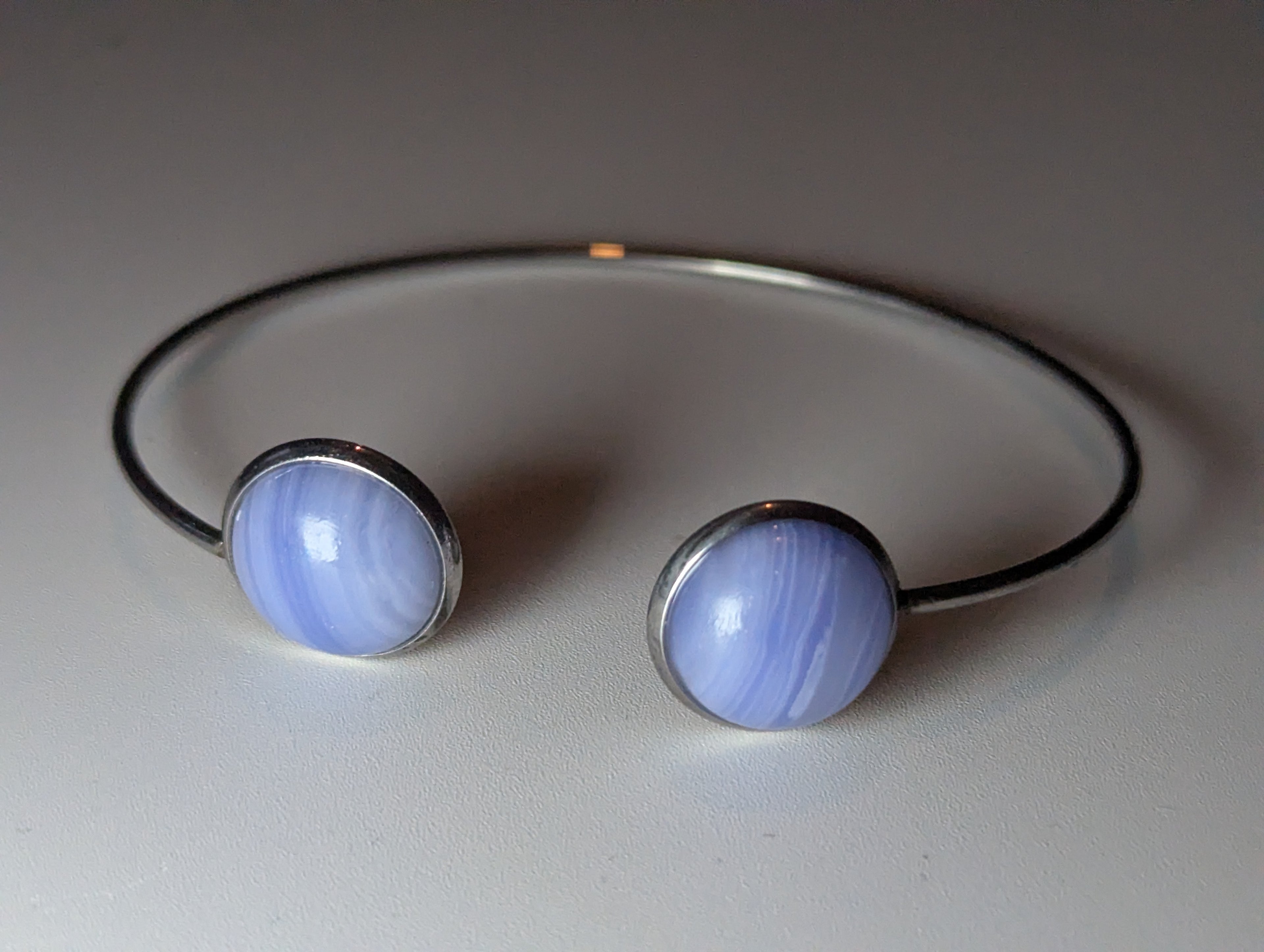 Blue lace handmade bracelet adjustable stainless steel