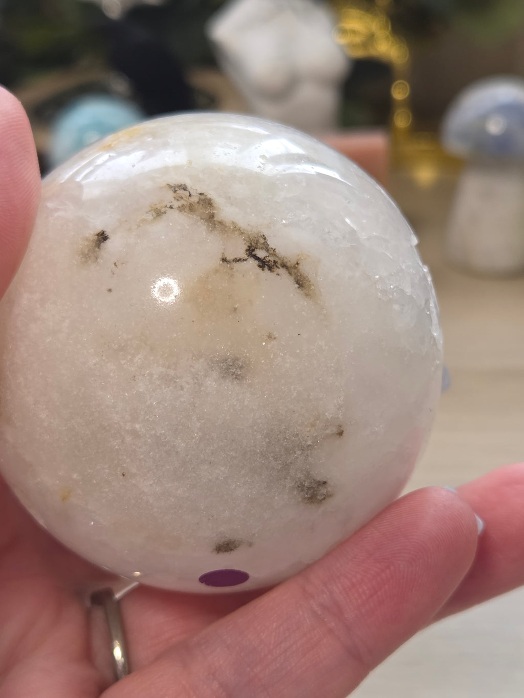 Clear quartz crystal sphere