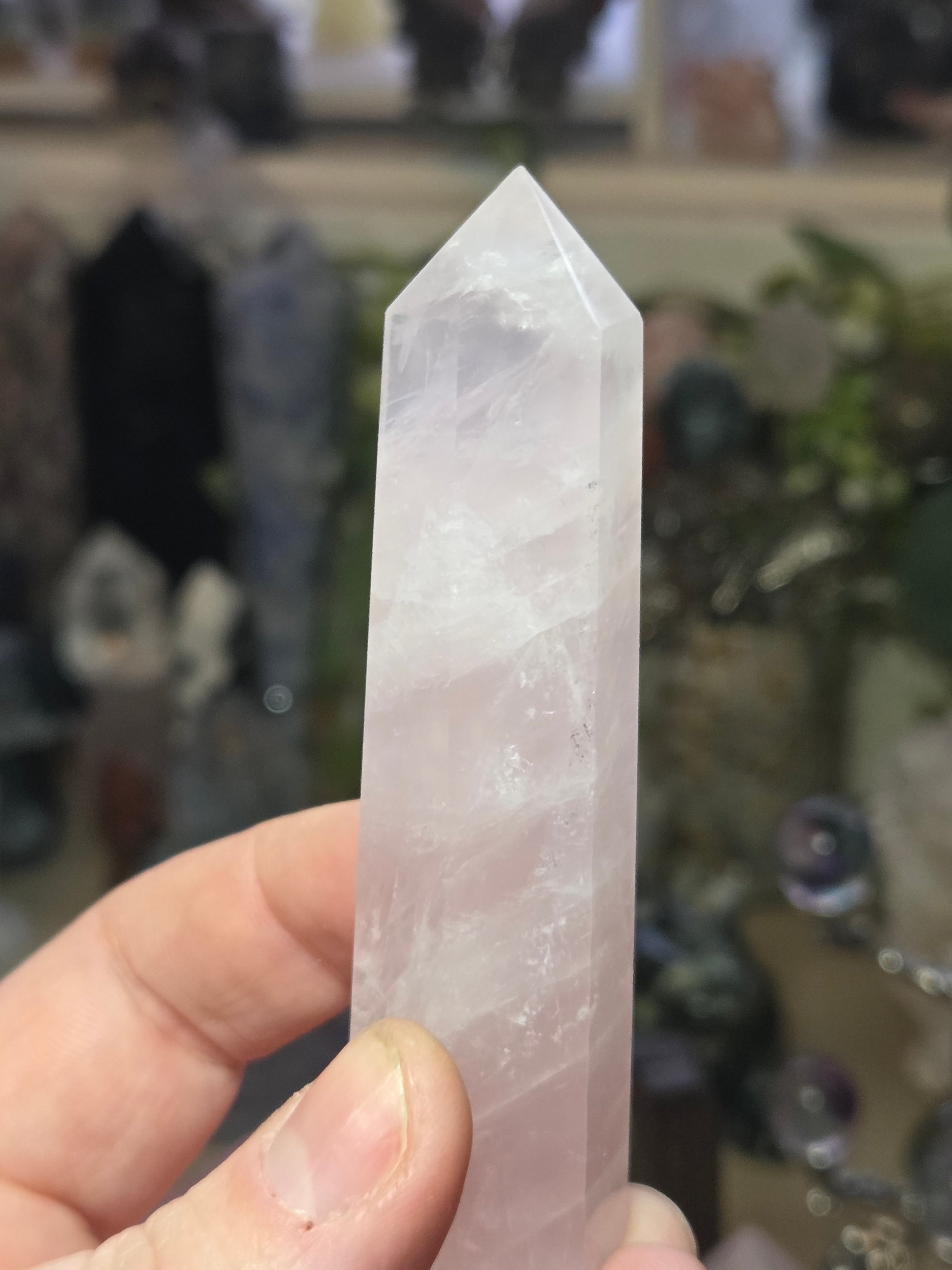 Rose quartz crystal tower