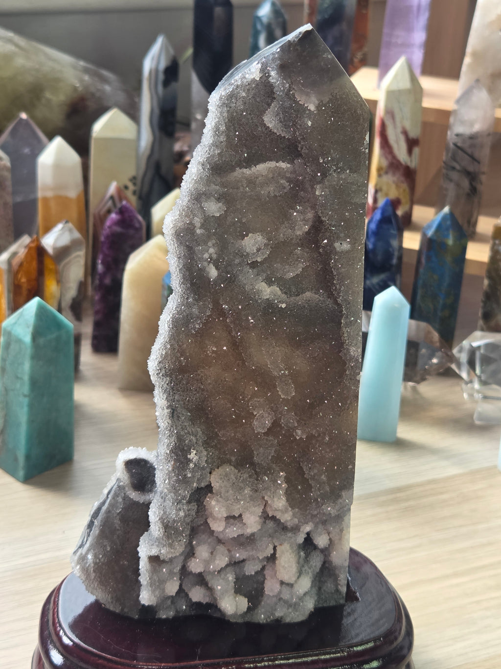 Extra large  Sphelerite crystal tower with custom stand 22.5cm