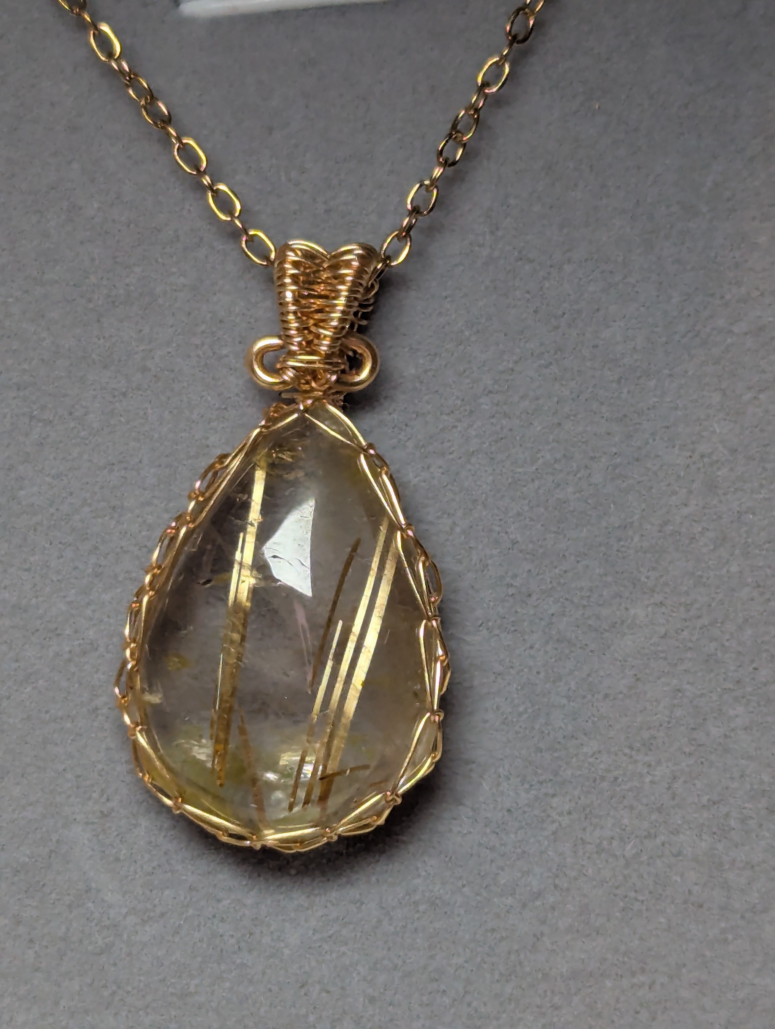 High quality golden Rutlile crystal handmade necklace