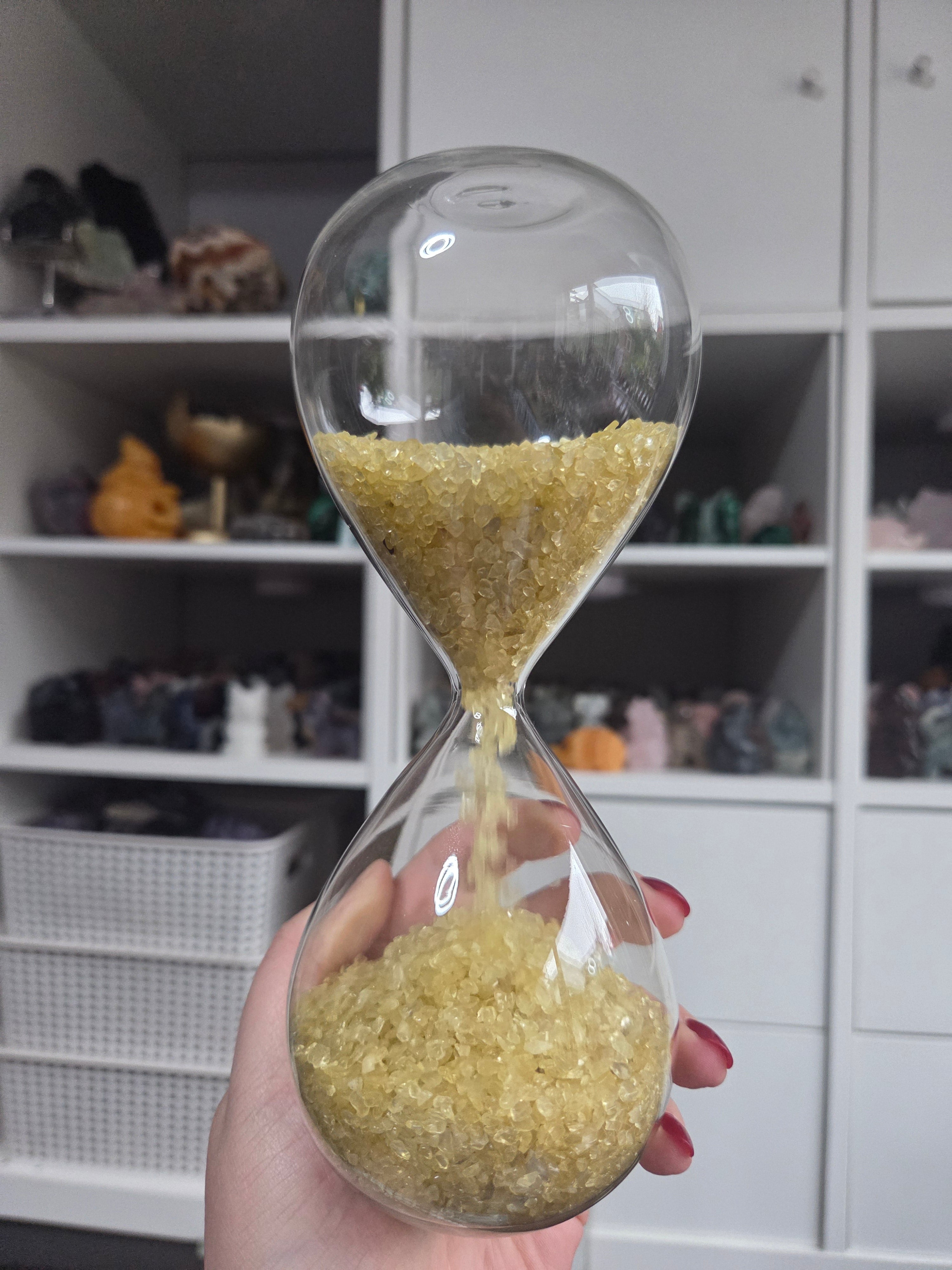 Citrine crystal hourglass carving