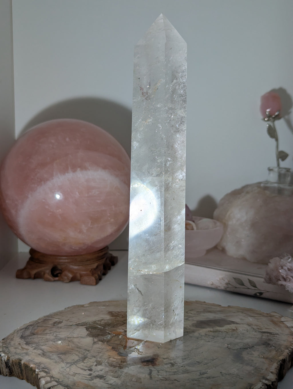 21.5cm clear quartz crystal tower