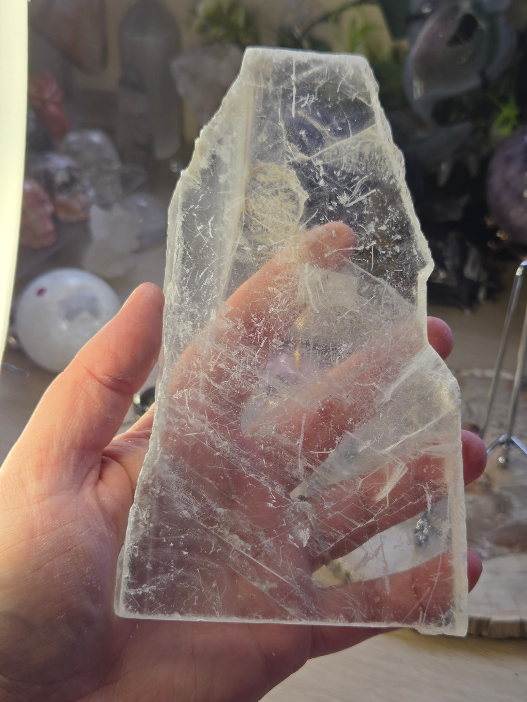 Beautiful crystal selenite crystal slice