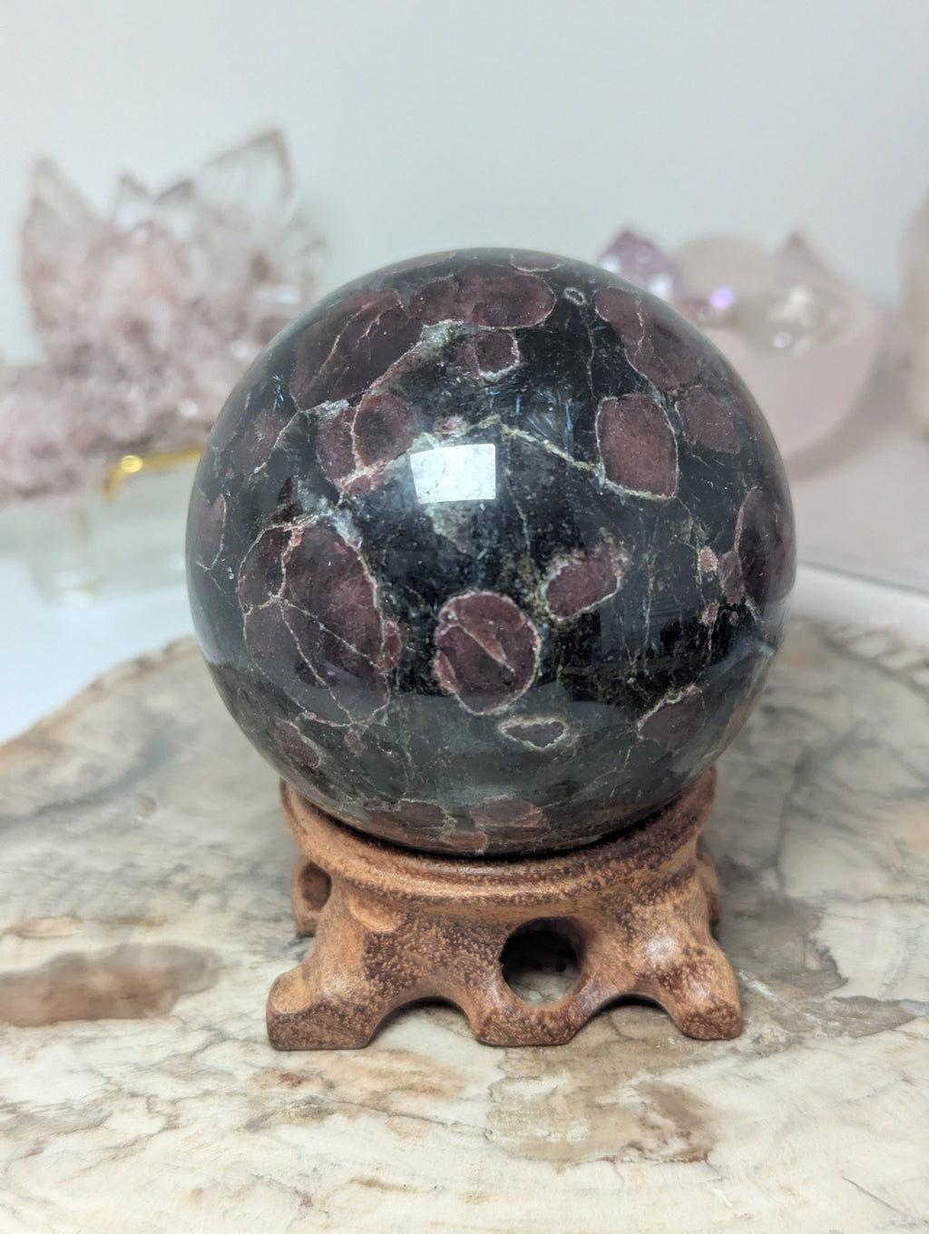 Garnet in Astrophylite crystal sphere