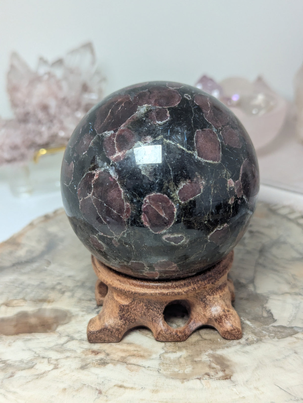 Garnet in Astrophylite crystal sphere