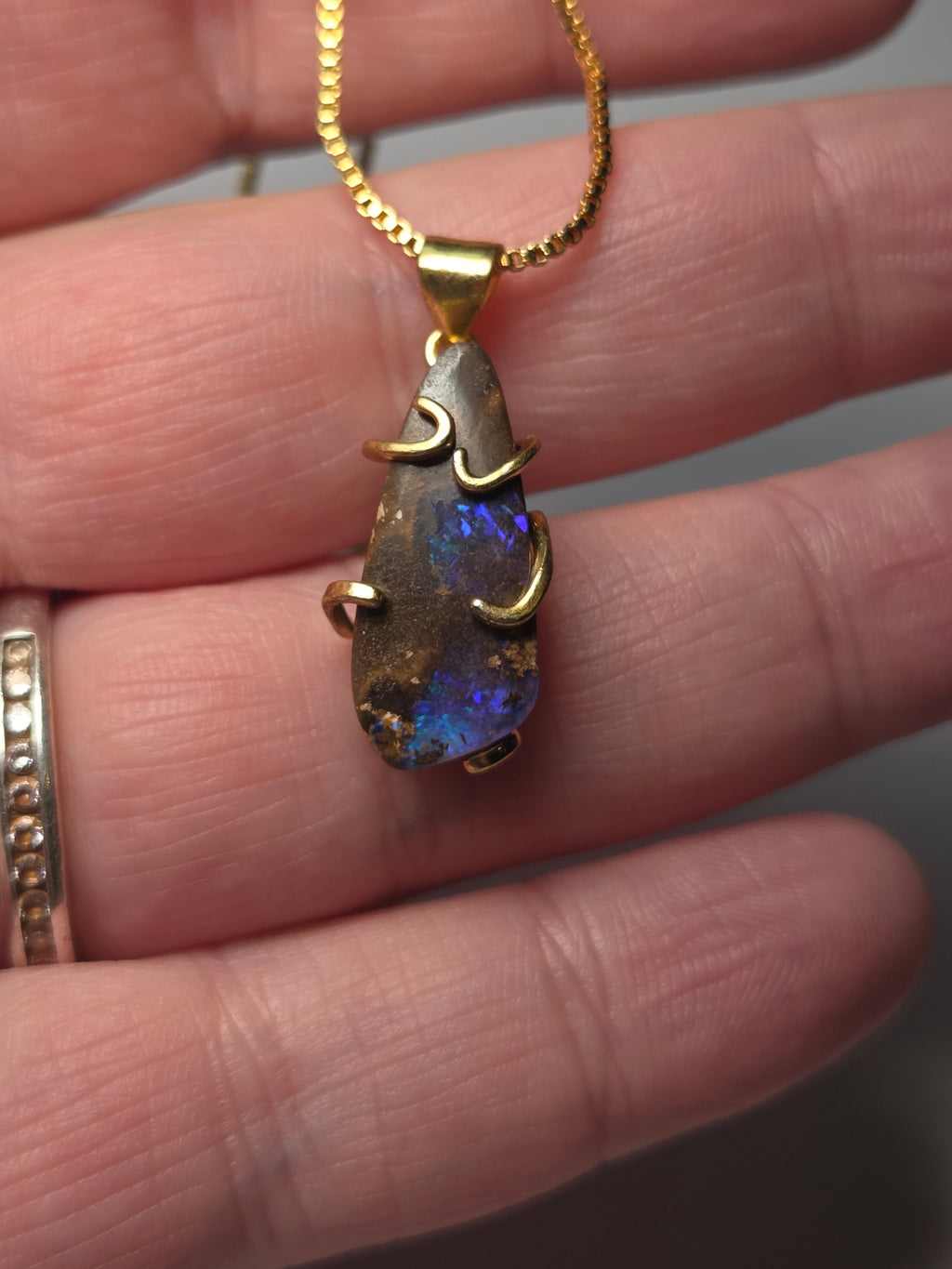 Handmade  bolder opal necklace s925