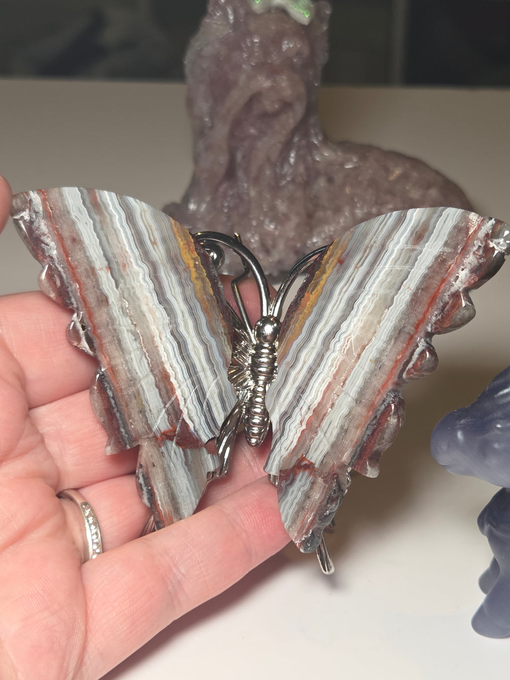 Mexican agate crystal butterfly