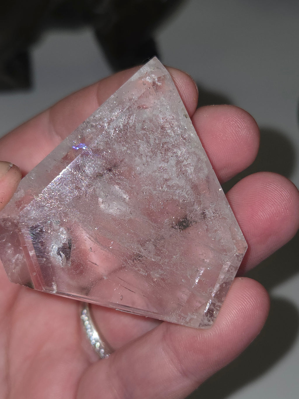 Clear quartz diamond carving tower