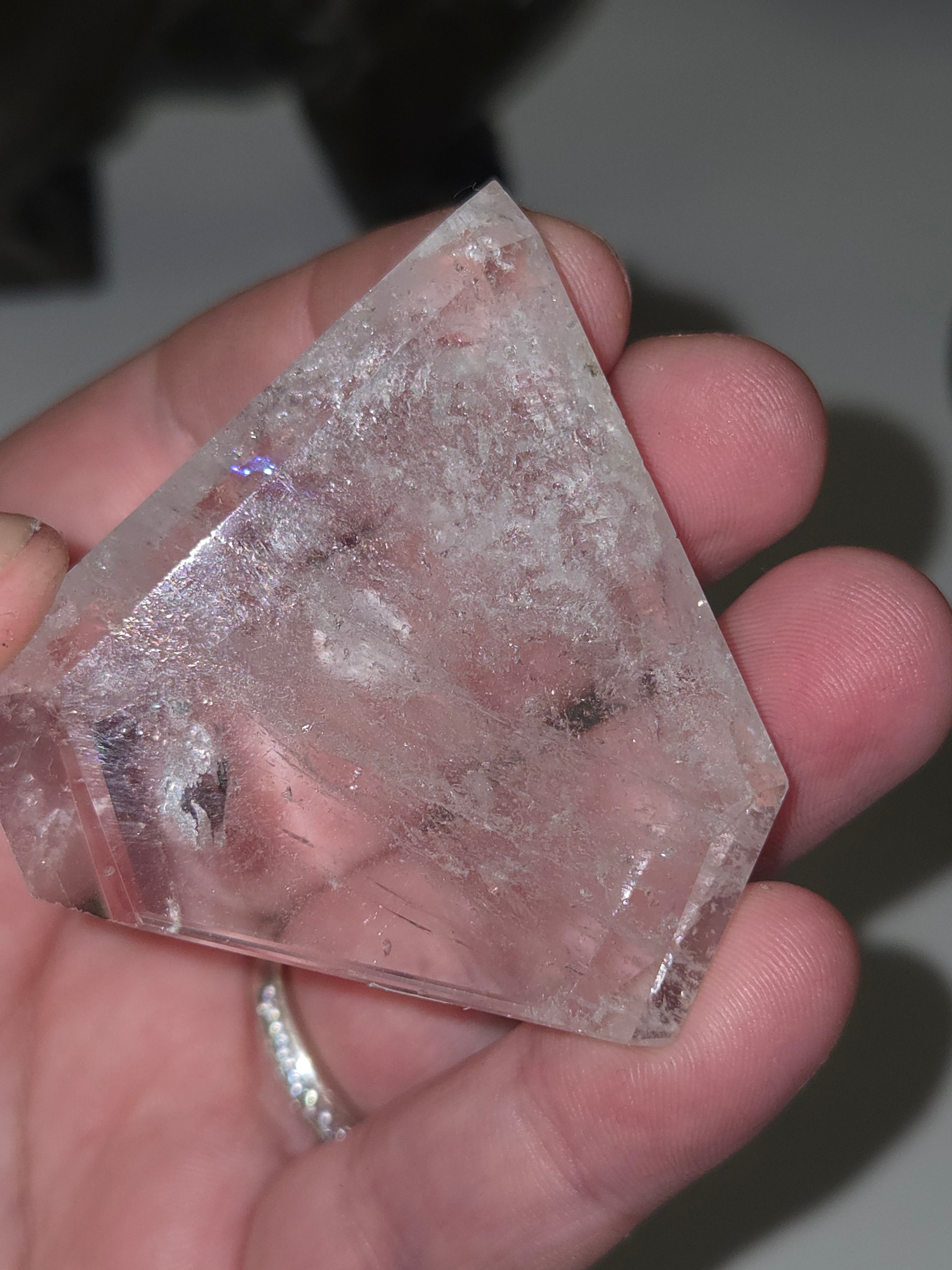 Clear quartz diamond carving tower