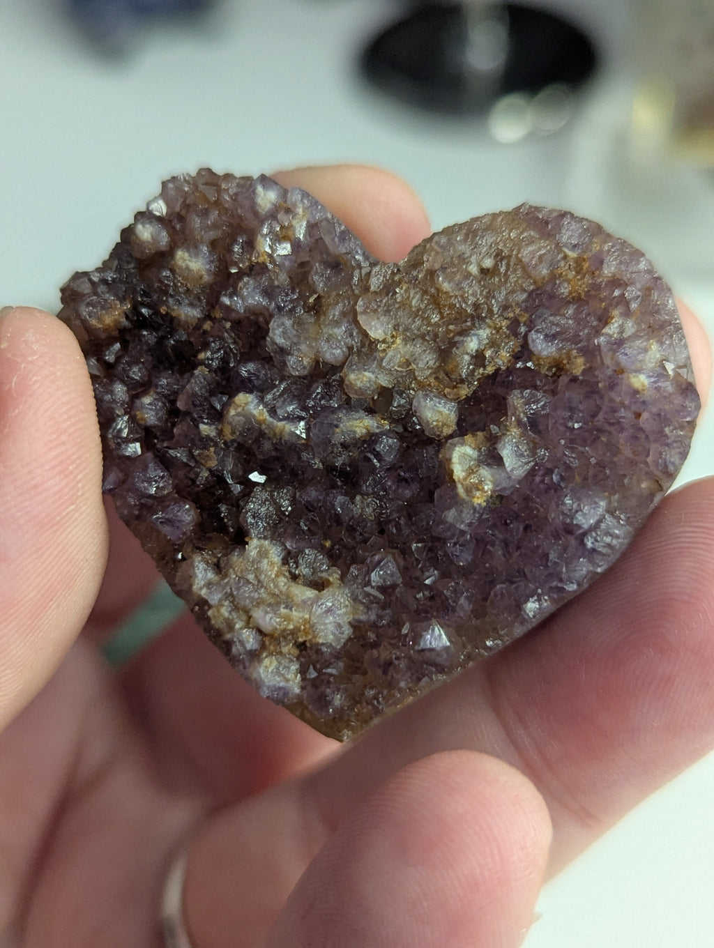 Auralite 23 crystal small heart and stand