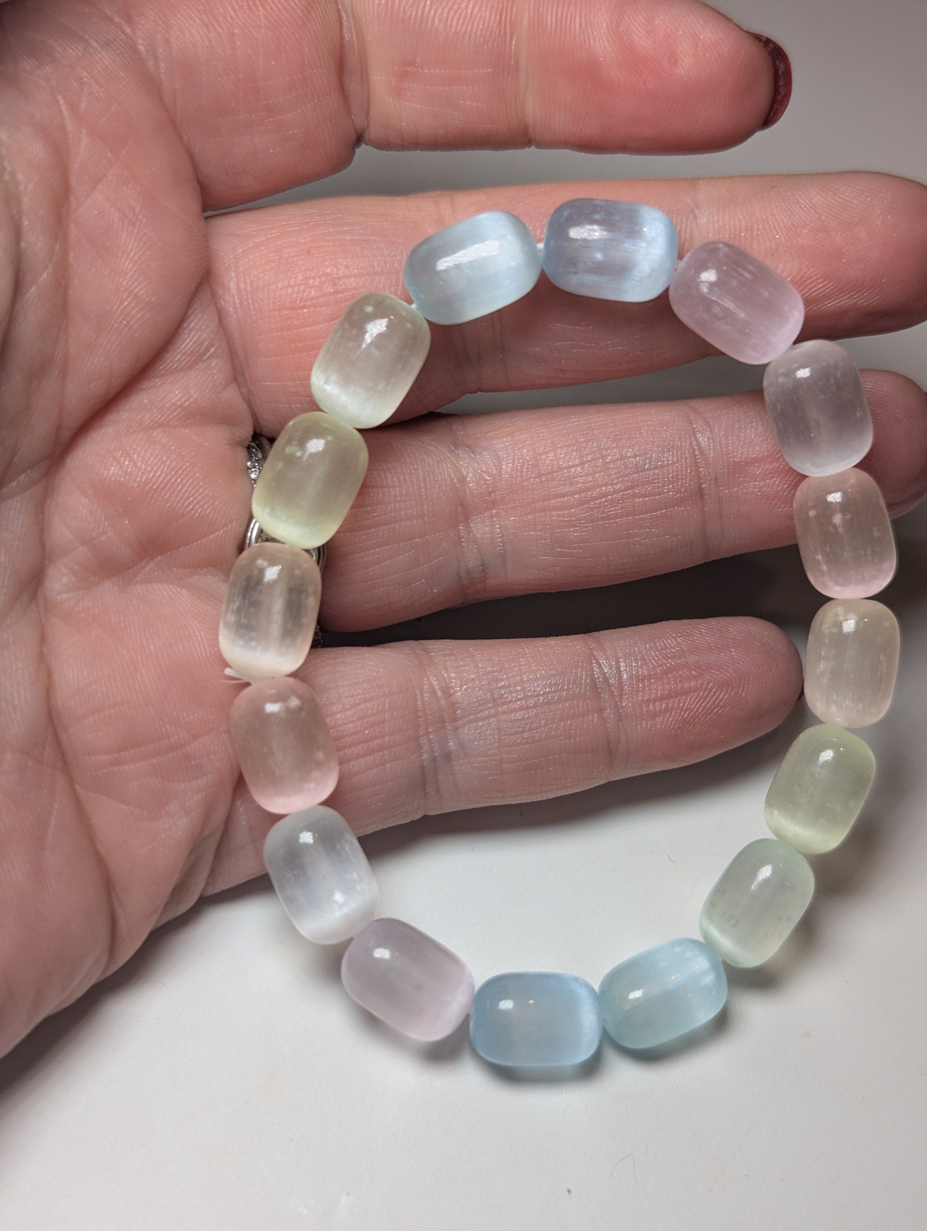 Rainbow  dyed selenite crystal bracelet