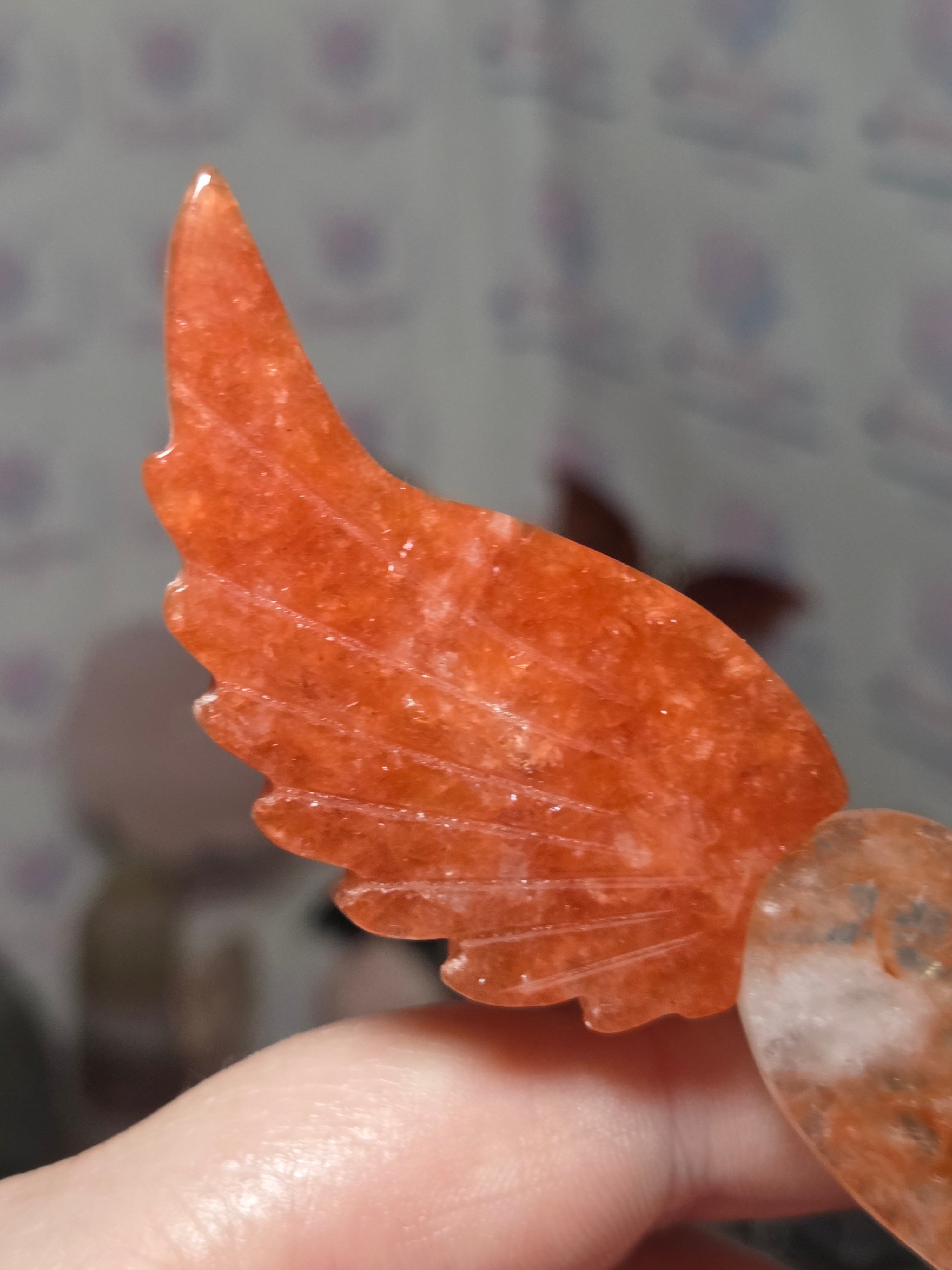 Red fire quartz crystal heart with wings