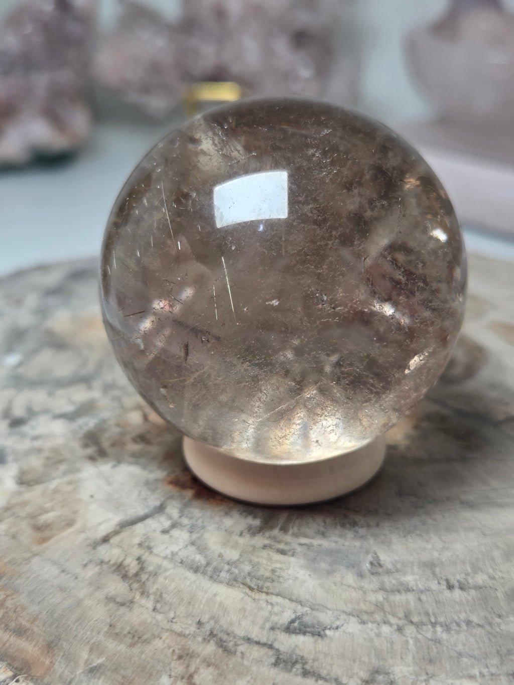Golden rutile crystal sphere