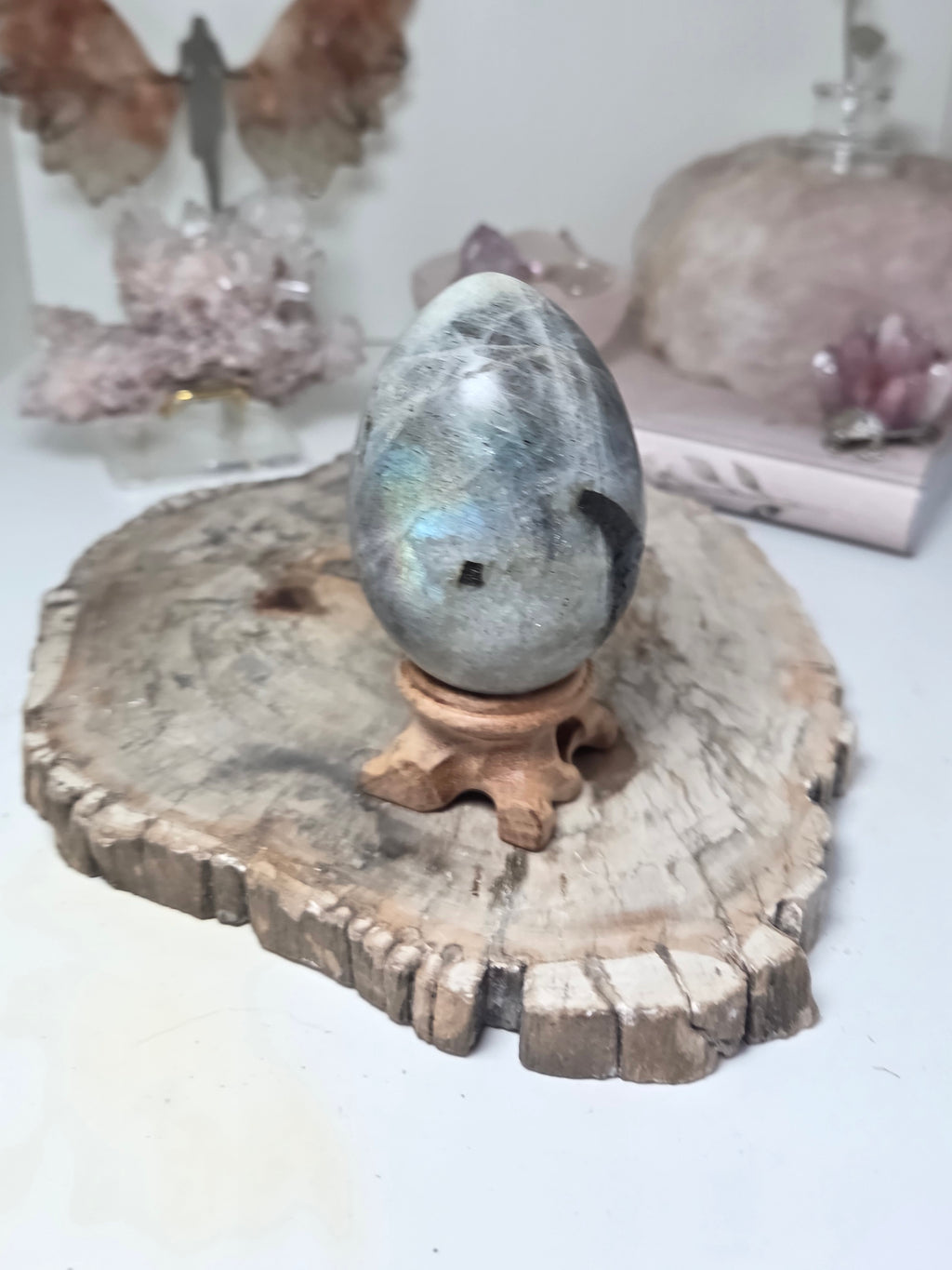 Labidorite crystal Egg carving
