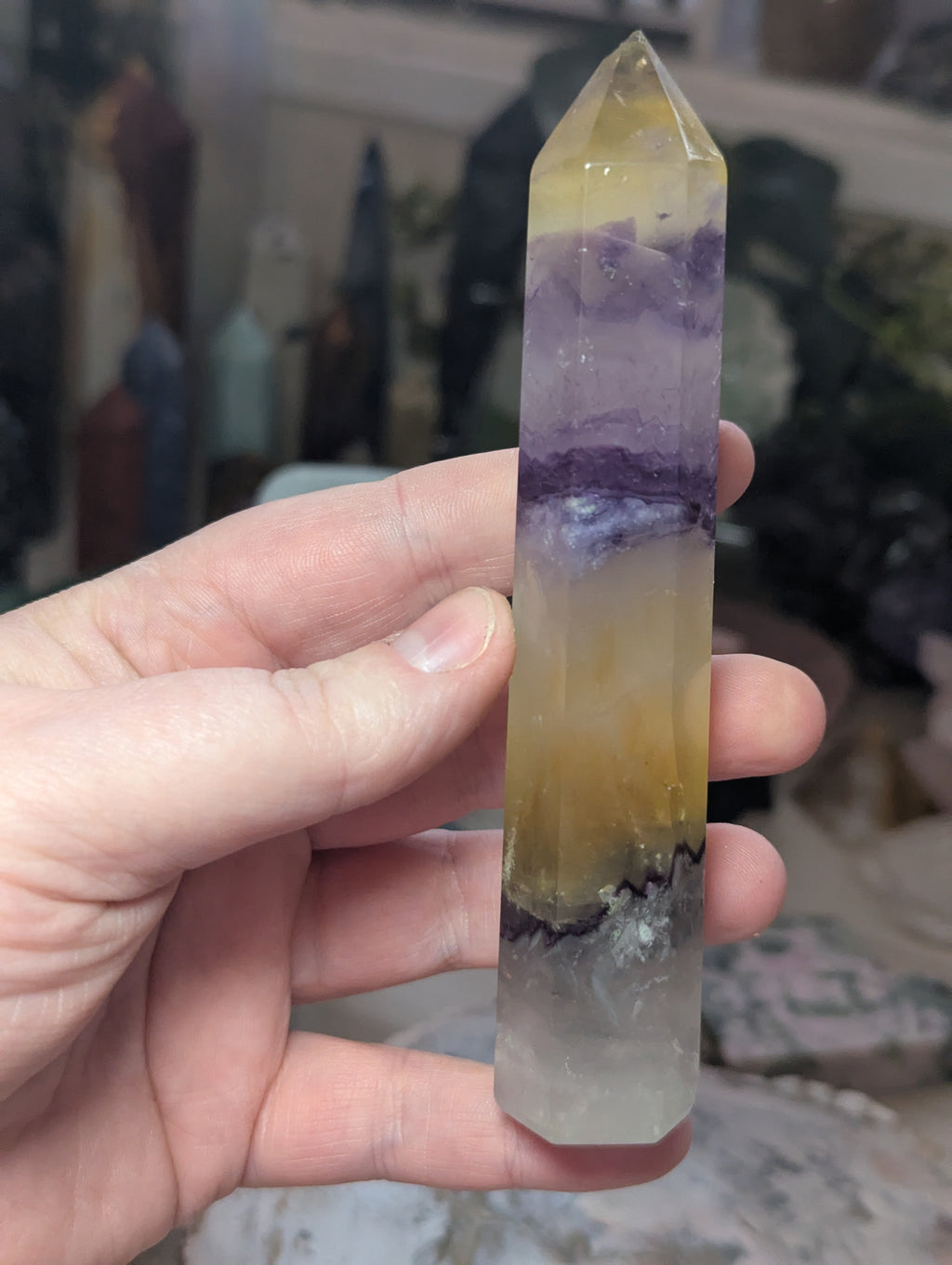 Hospital - mango flourite crystal tower over 15cm