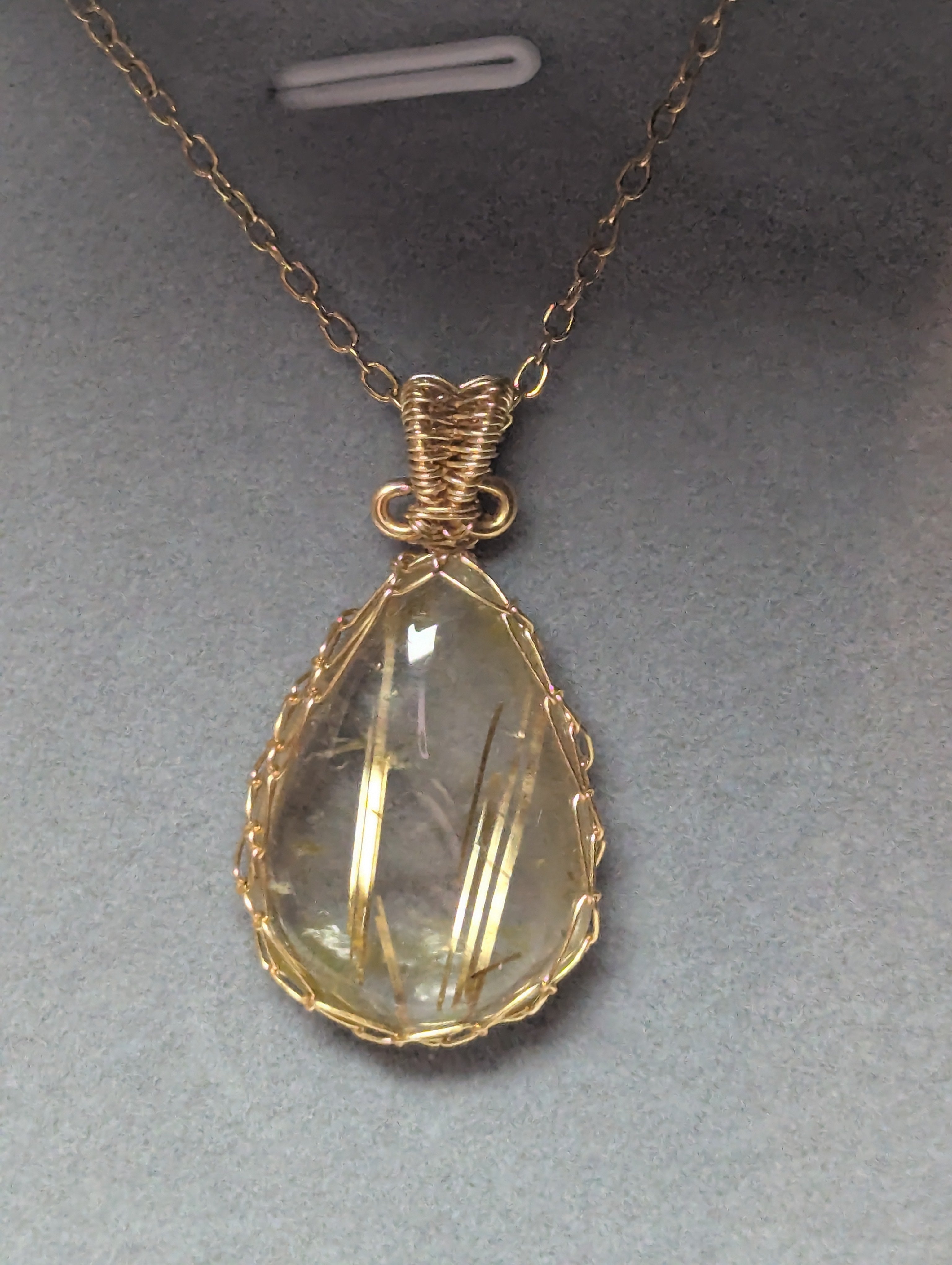 High quality golden Rutlile crystal handmade necklace