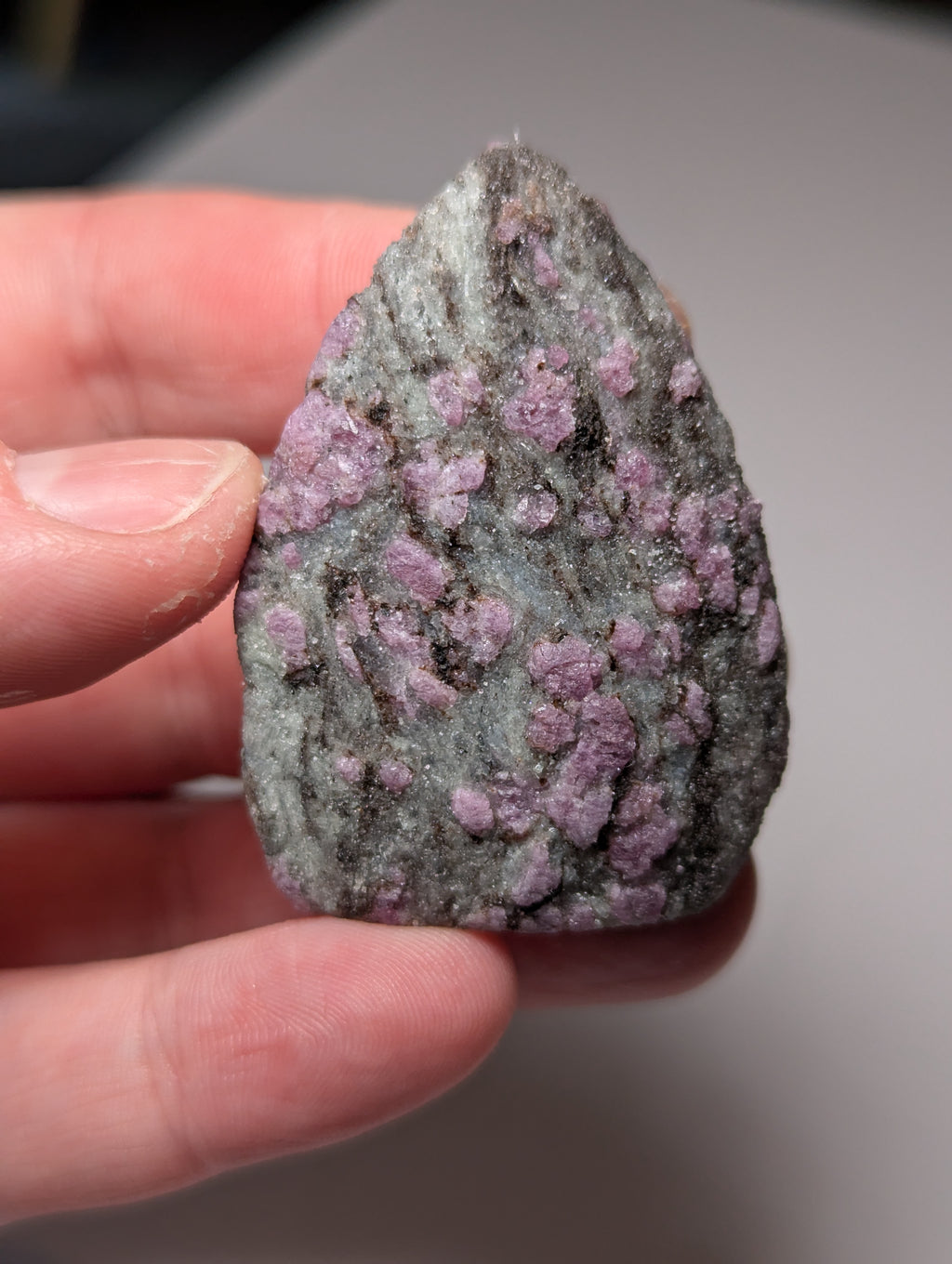 Raw pink Tourmaline crystal tear drop