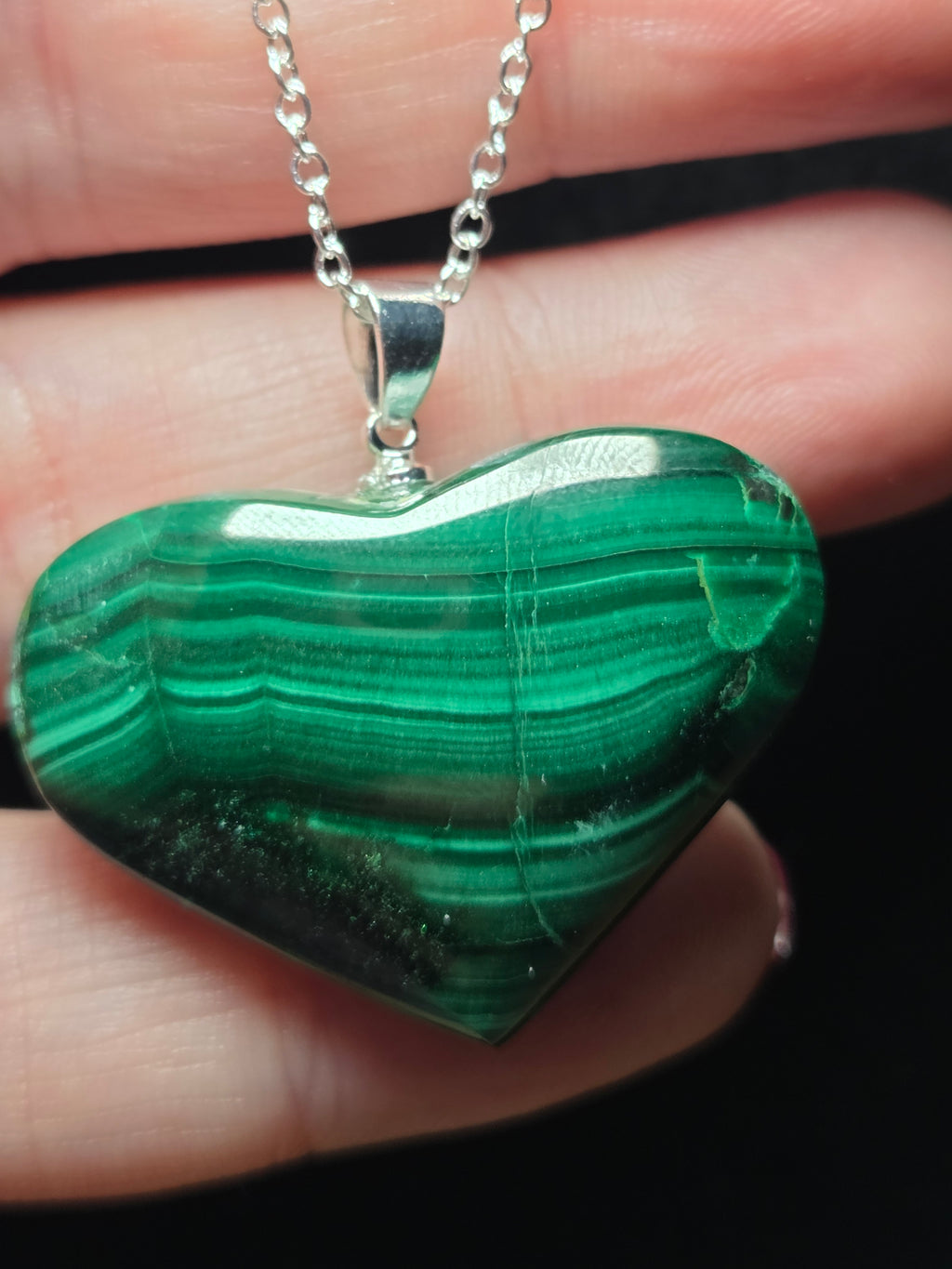 S925 Malicite heart carving  necklace