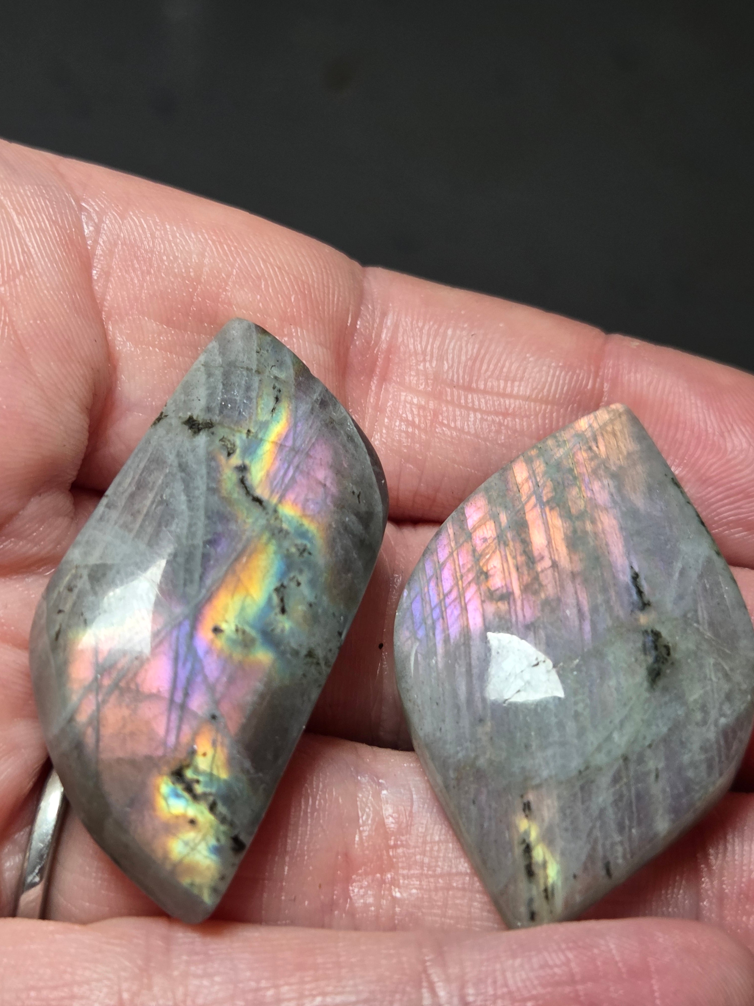 Labradorite crystal cabochon crystals set -B