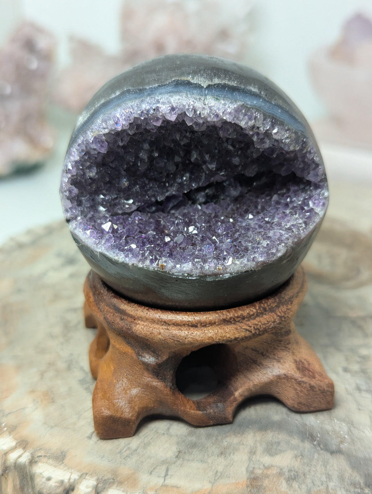 Amethyst crystal pack man sphere