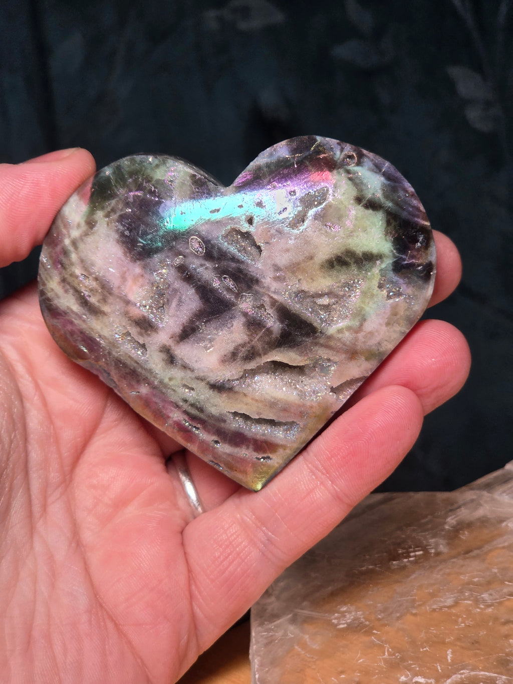 Aura Sphelerite crystal heart carving