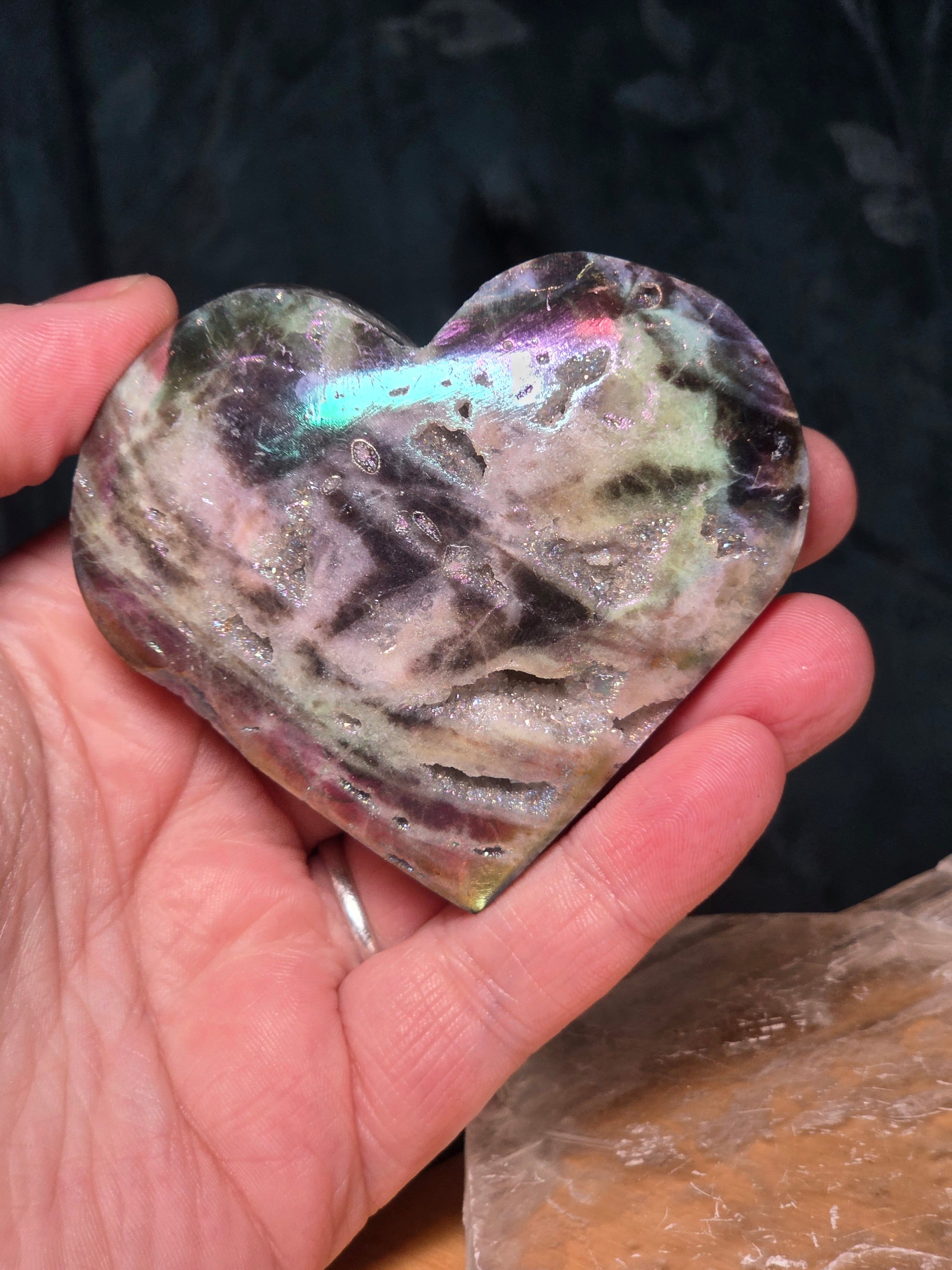 Aura Sphelerite crystal heart carving