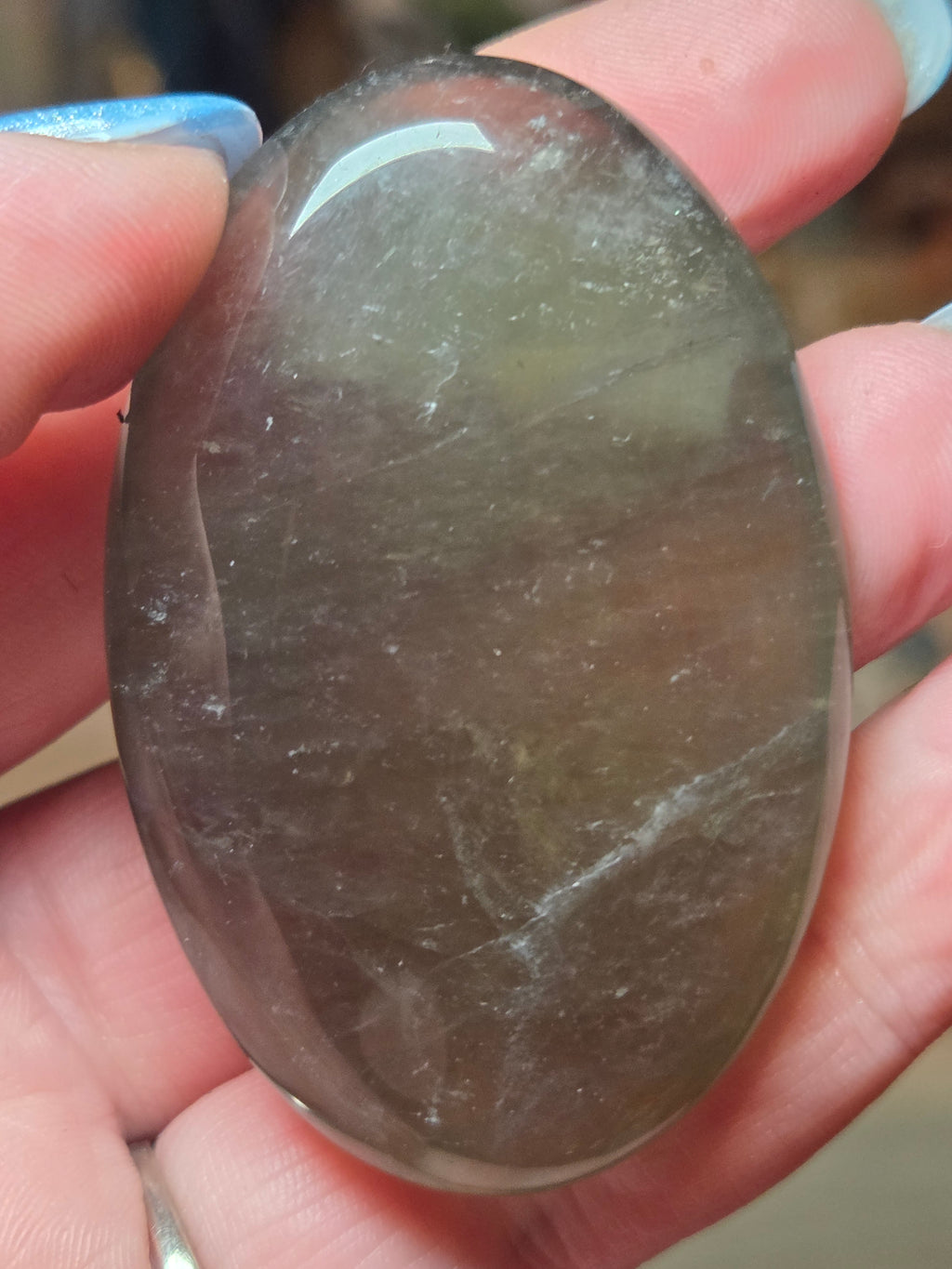 Natural  green Amethyst crystal palm stone