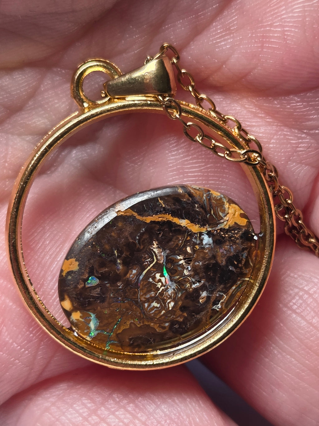 Australian bolder opal crystal necklace