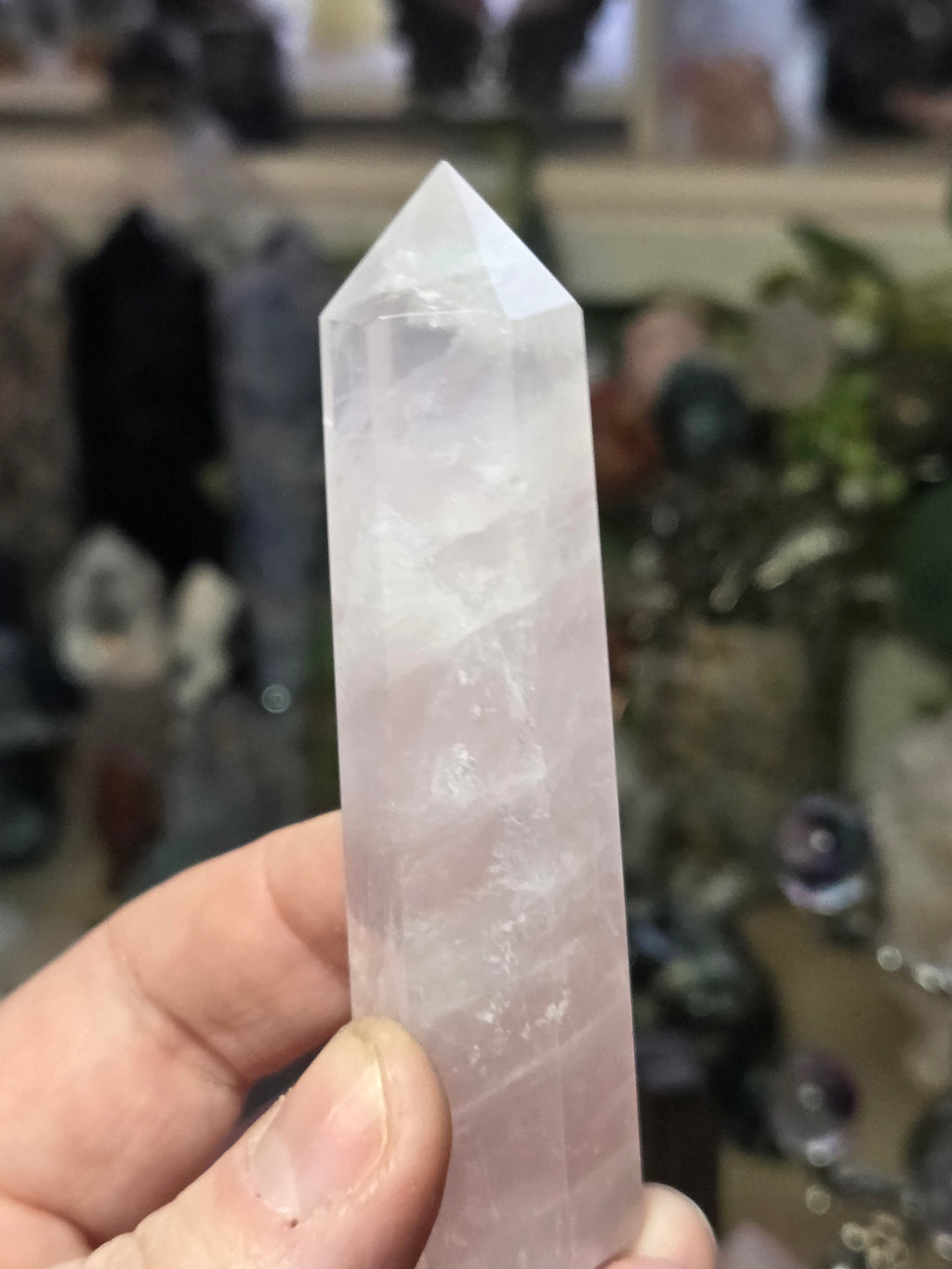 Rose quartz crystal tower