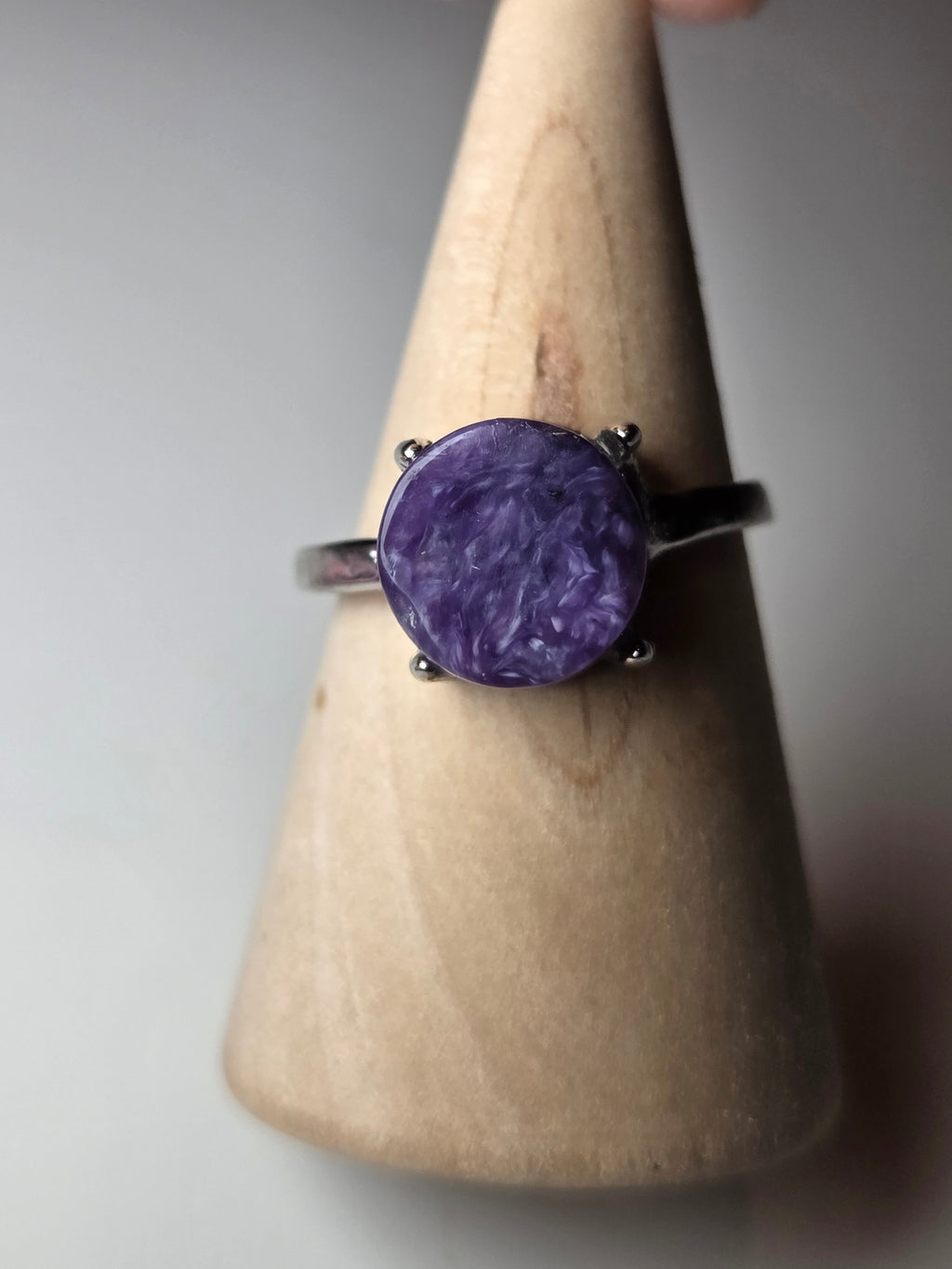 Charoite crystal adjustable ring