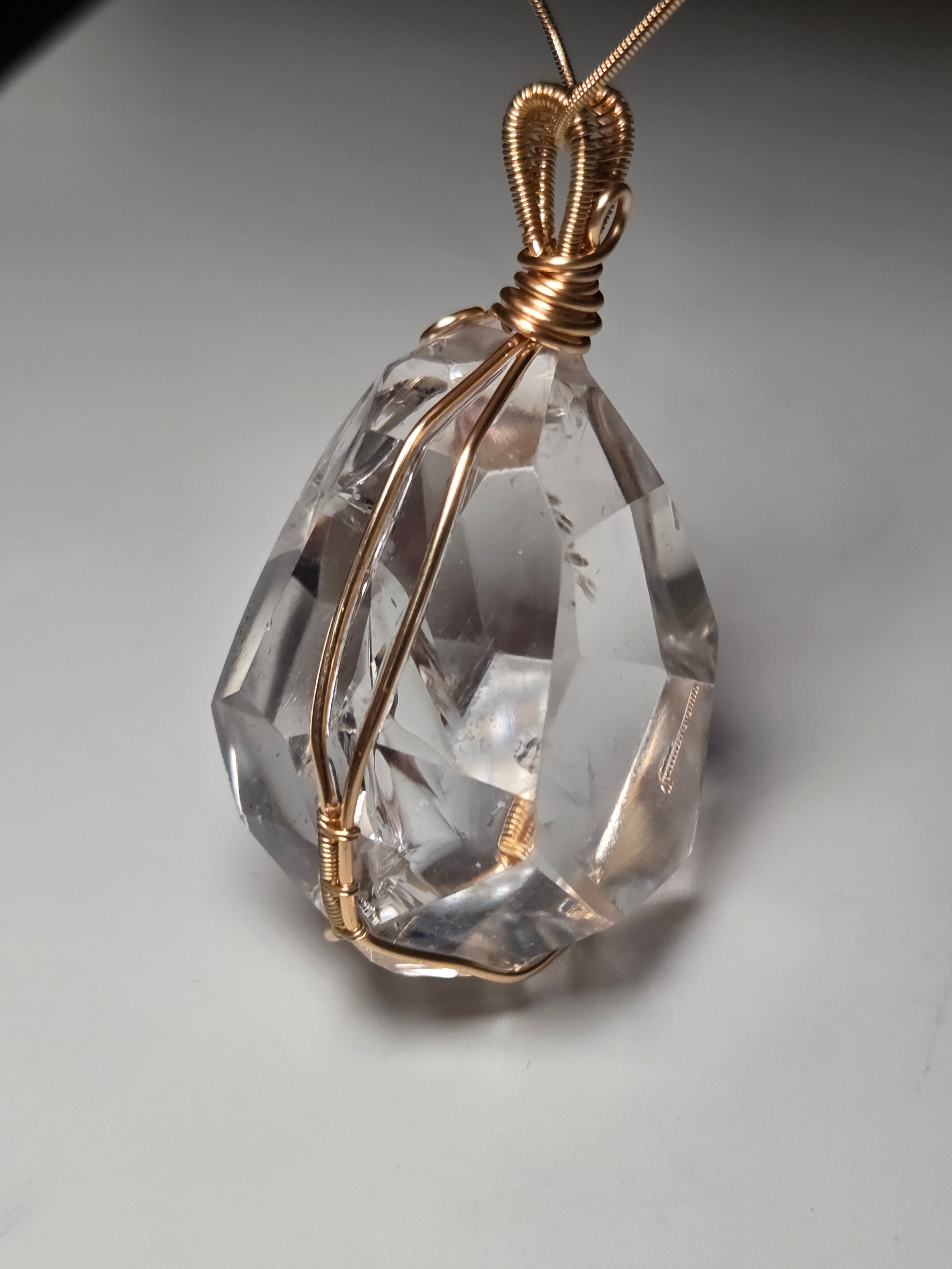 Grade AAA clear quartz crystal handmade necklace wire wrap