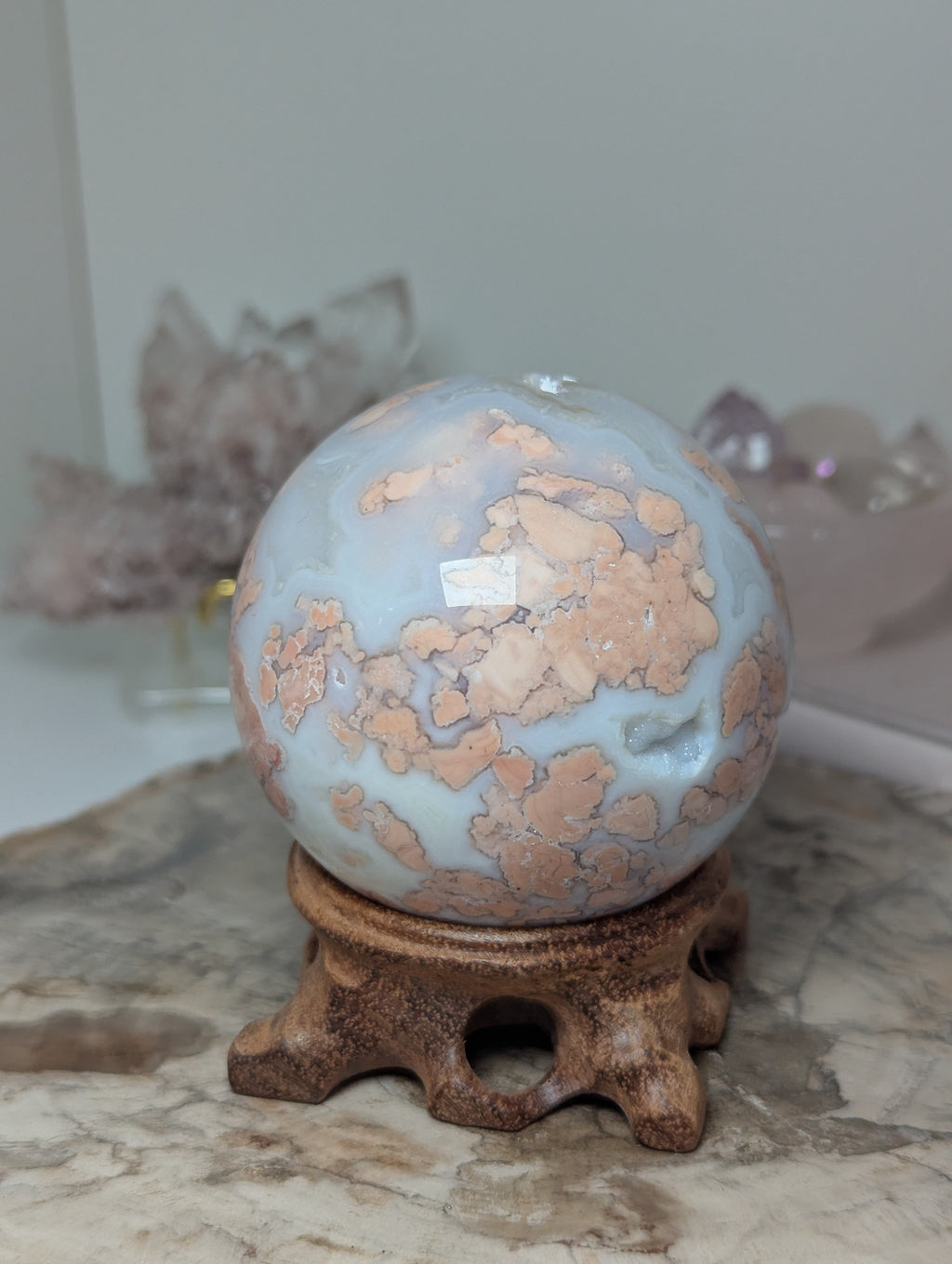 Beautiful cotton candy crystal agate crystal sphere