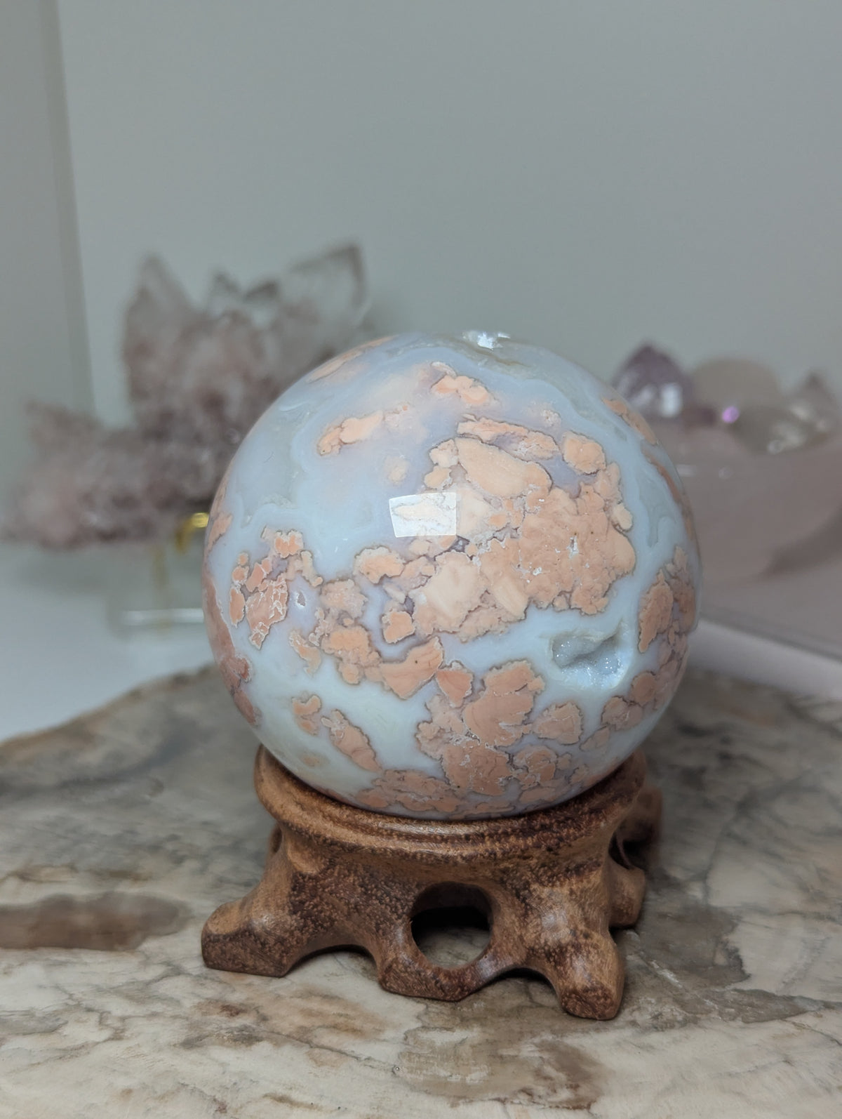 Beautiful cotton candy crystal agate crystal sphere