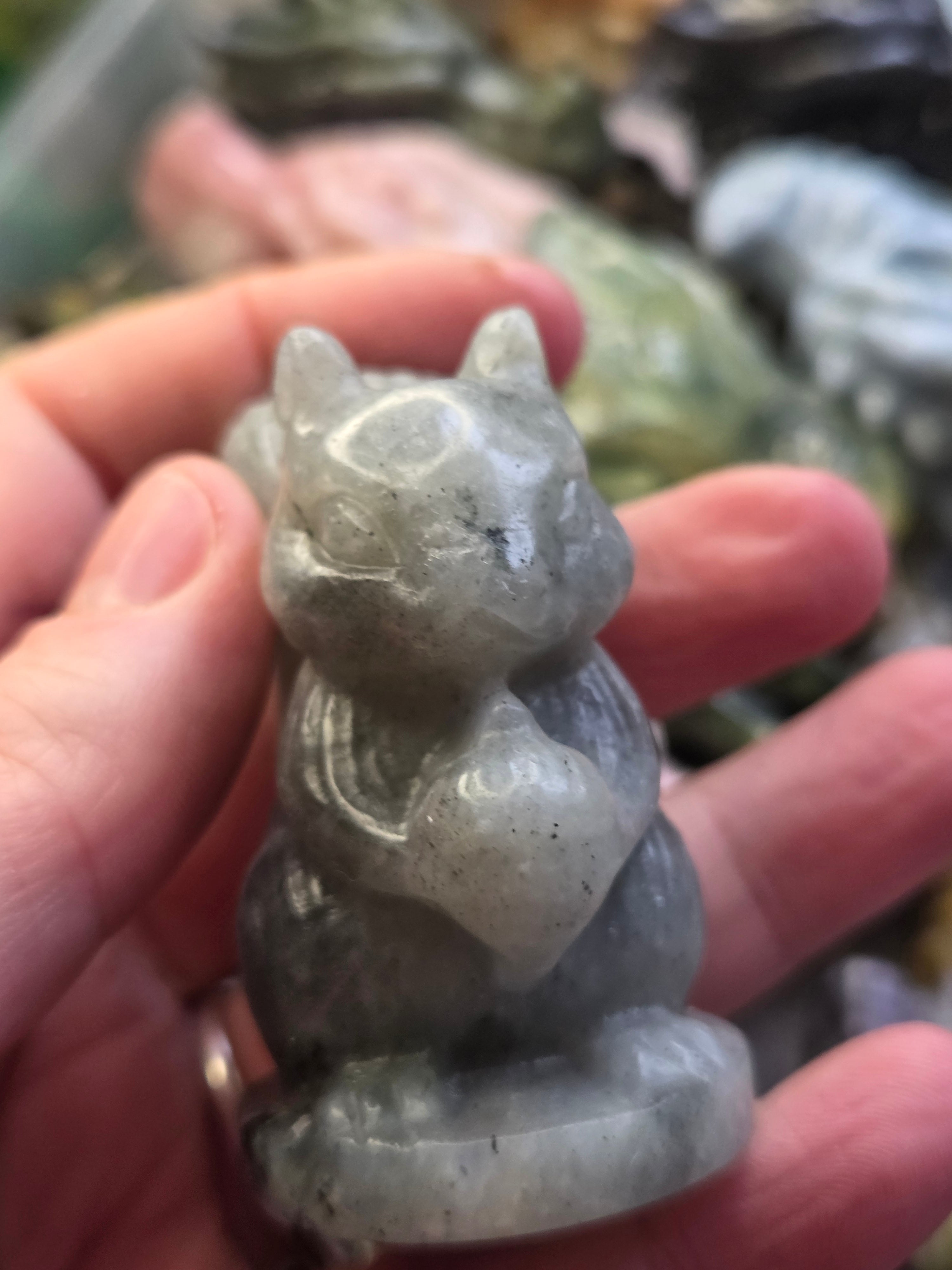 Labradorite crystal squirrel carving