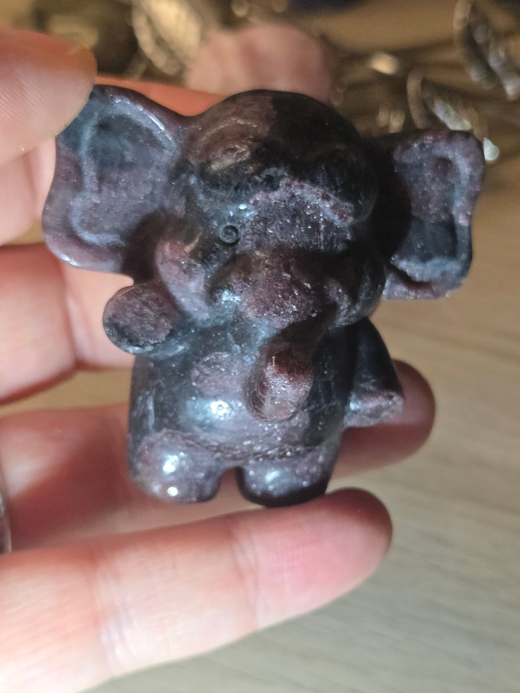 Garnet crystal Elephant carving