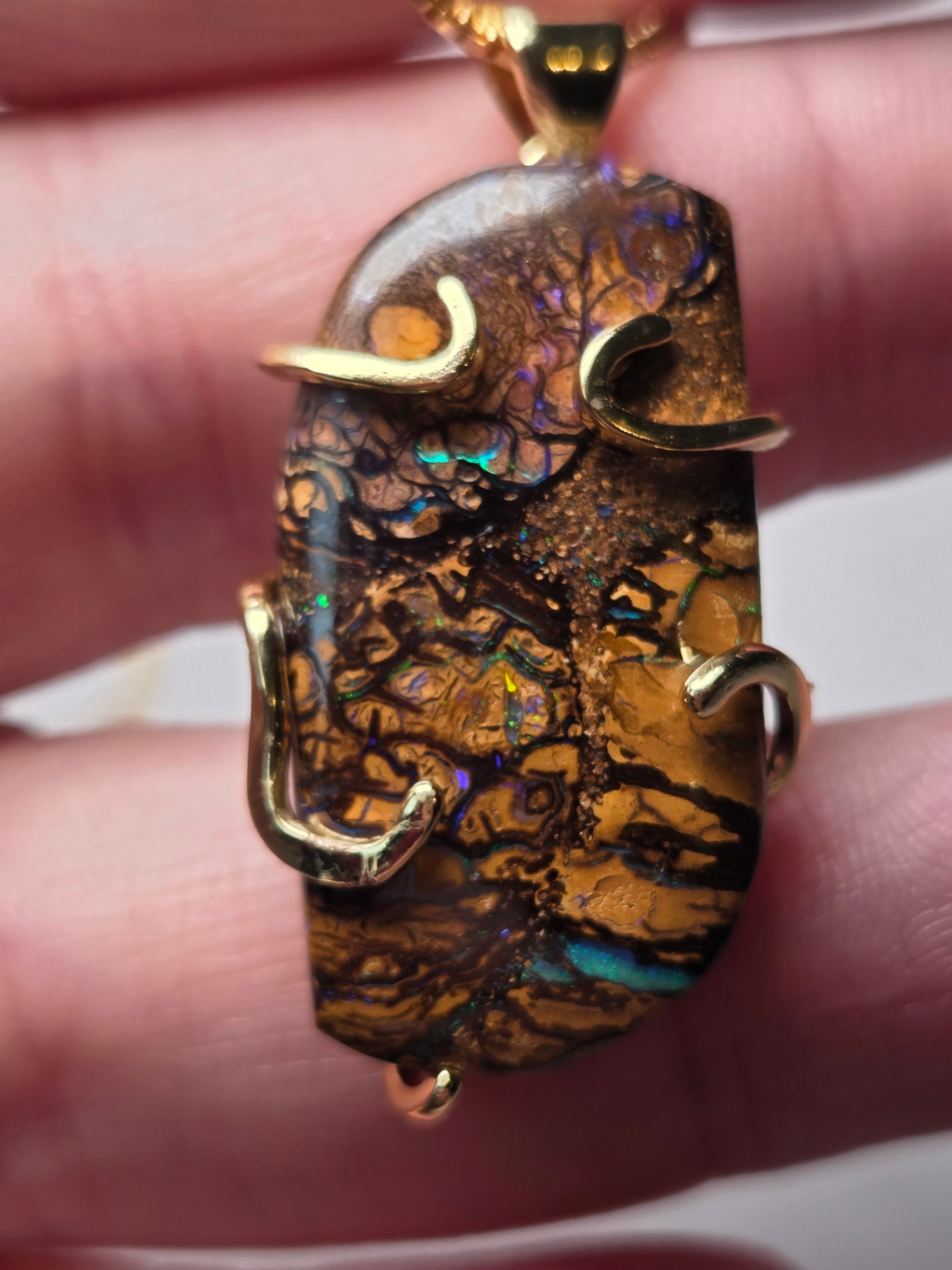 S925 Amazing  bolder Opal  handmade cut and polished necklace