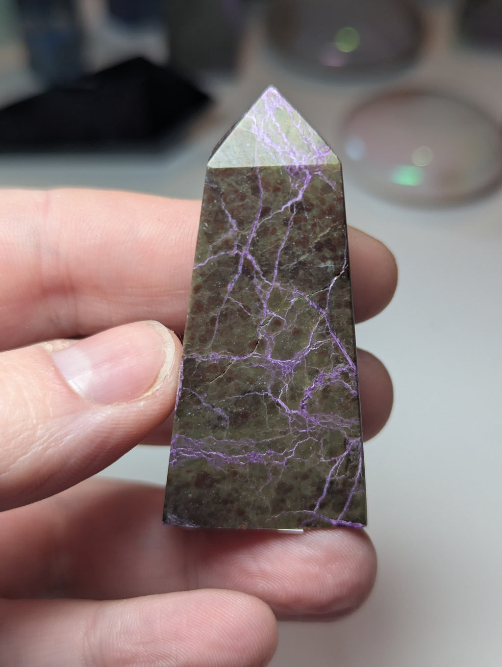Stichtite crystal tower