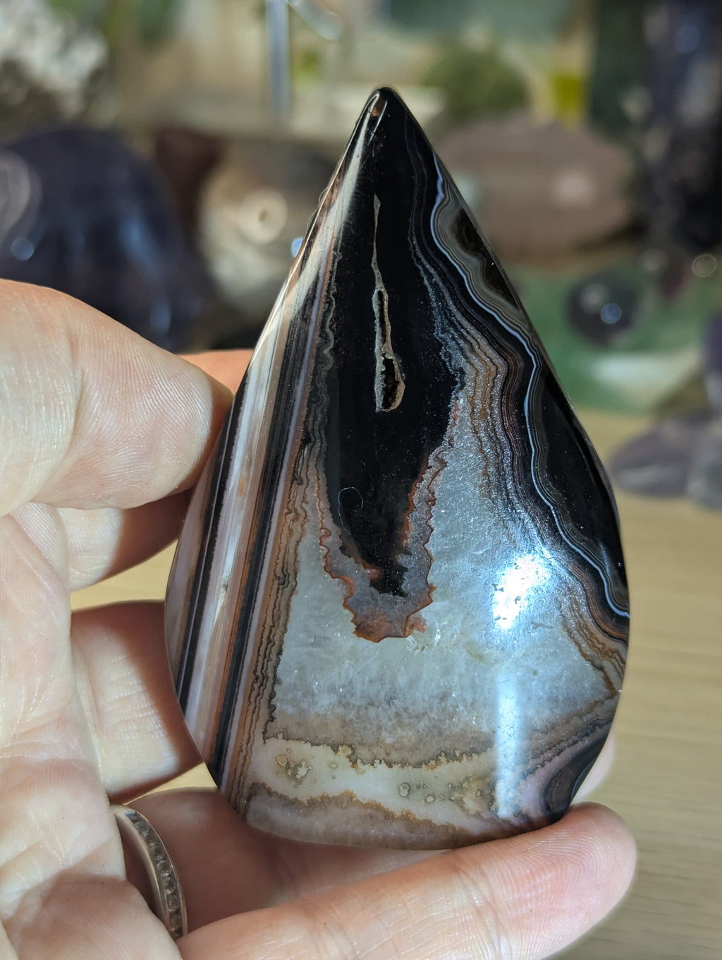 Sardonyx crystal Tear drop carving