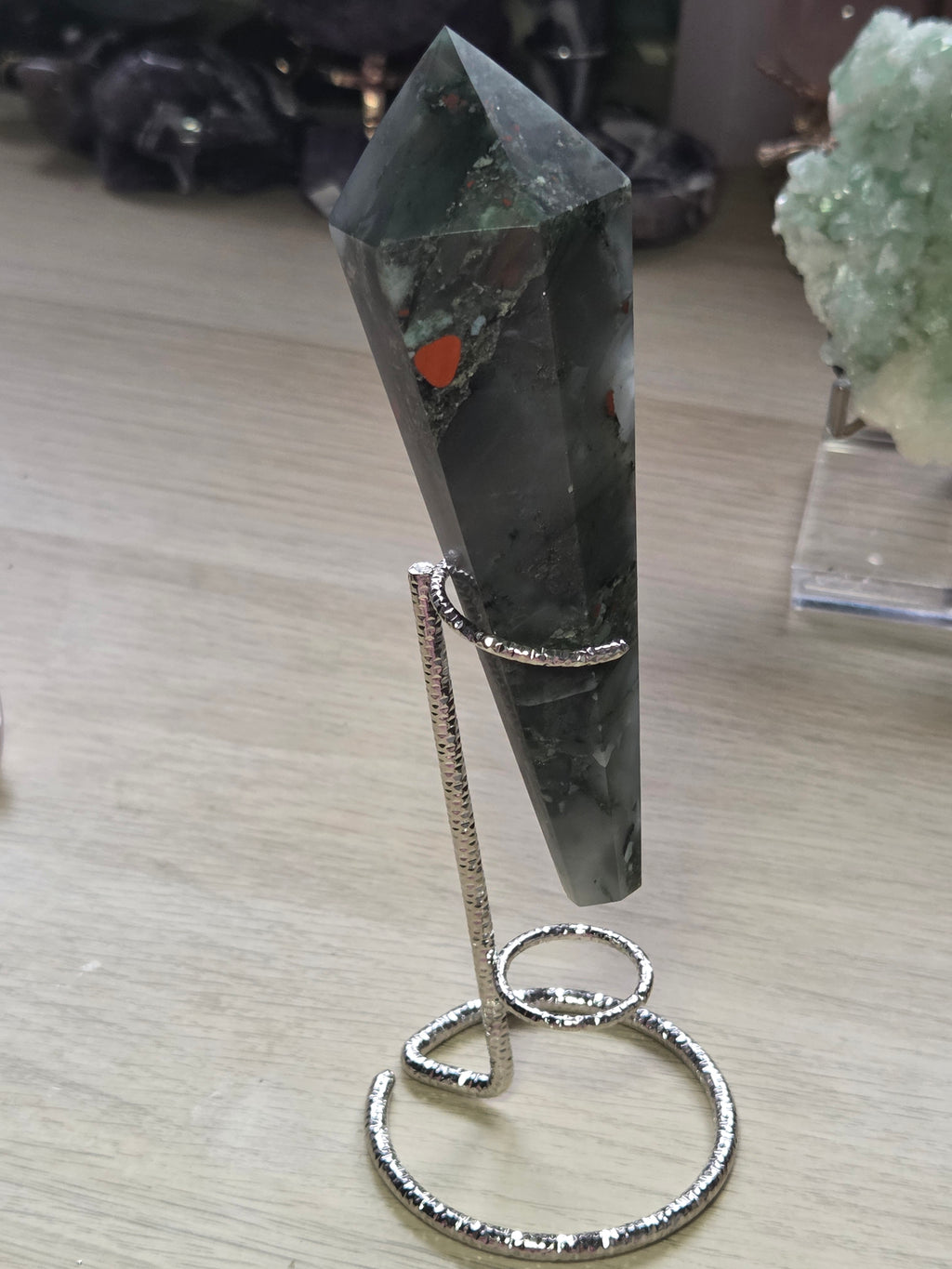 African bloodstone wand carving