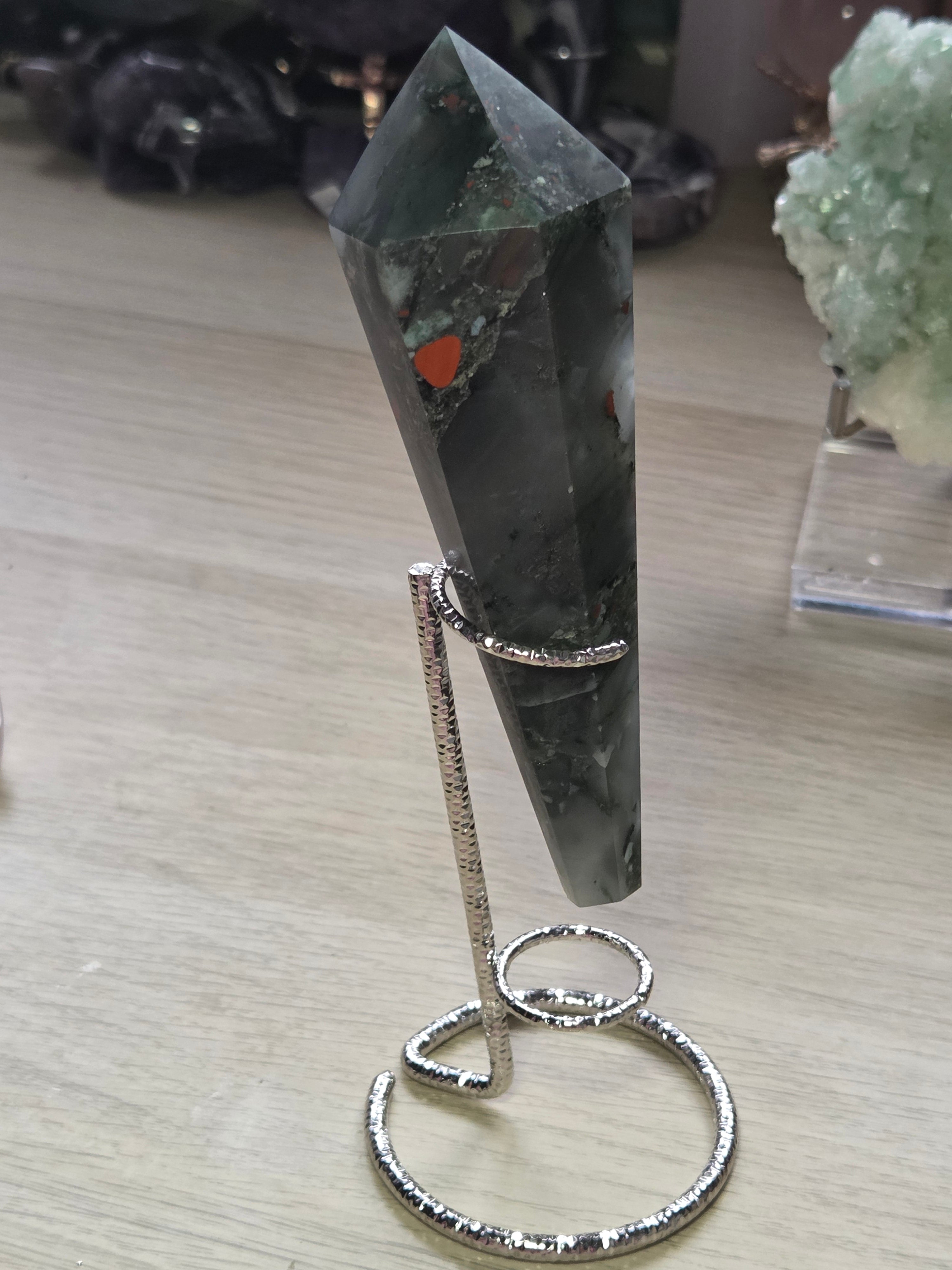 African bloodstone wand carving