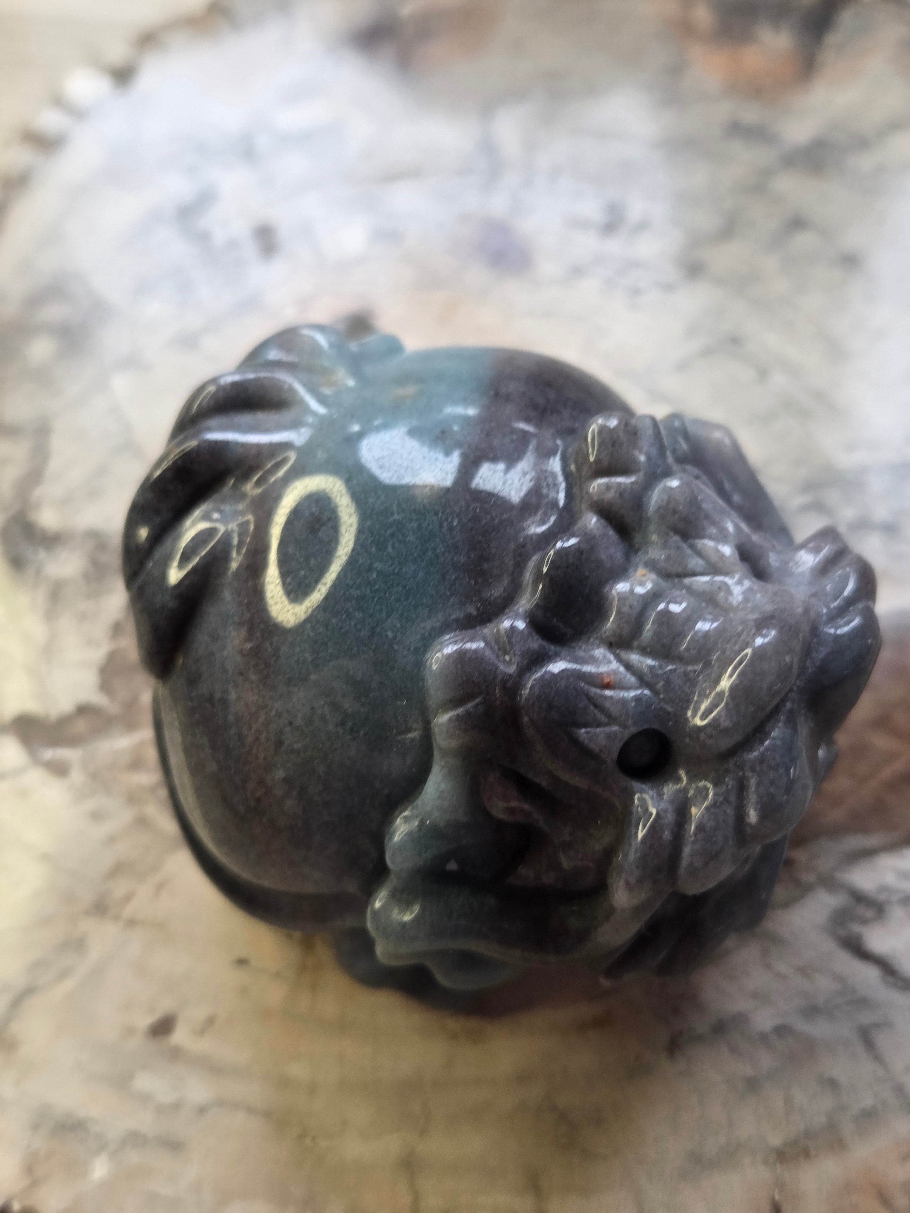 Trolite crystal dragon turtle carving