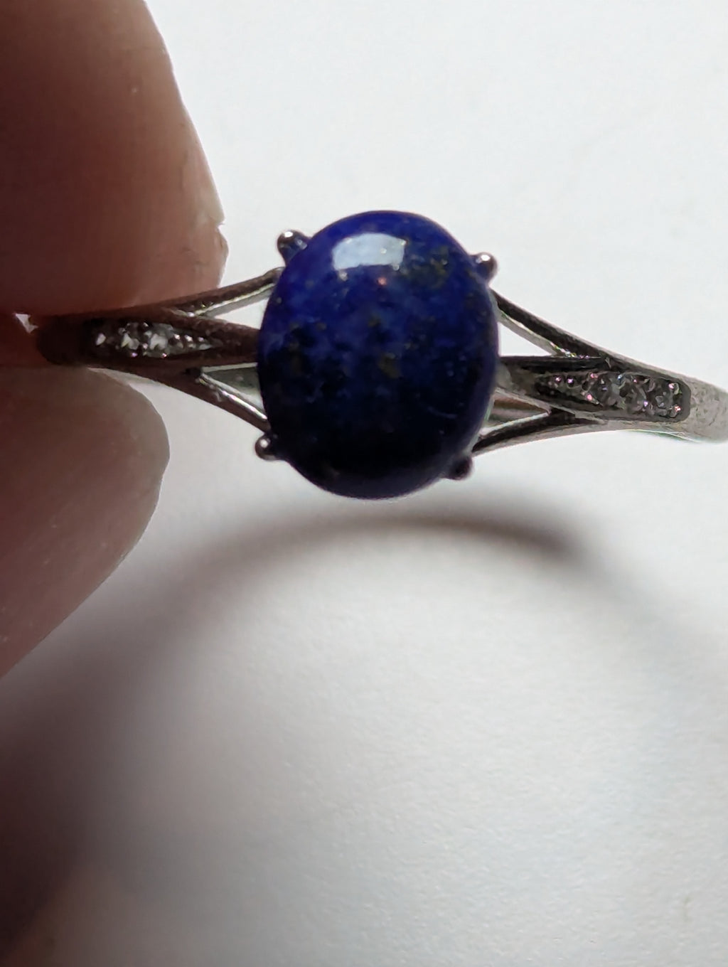 Lapis lazuli crystal adjustable ring stainless steel