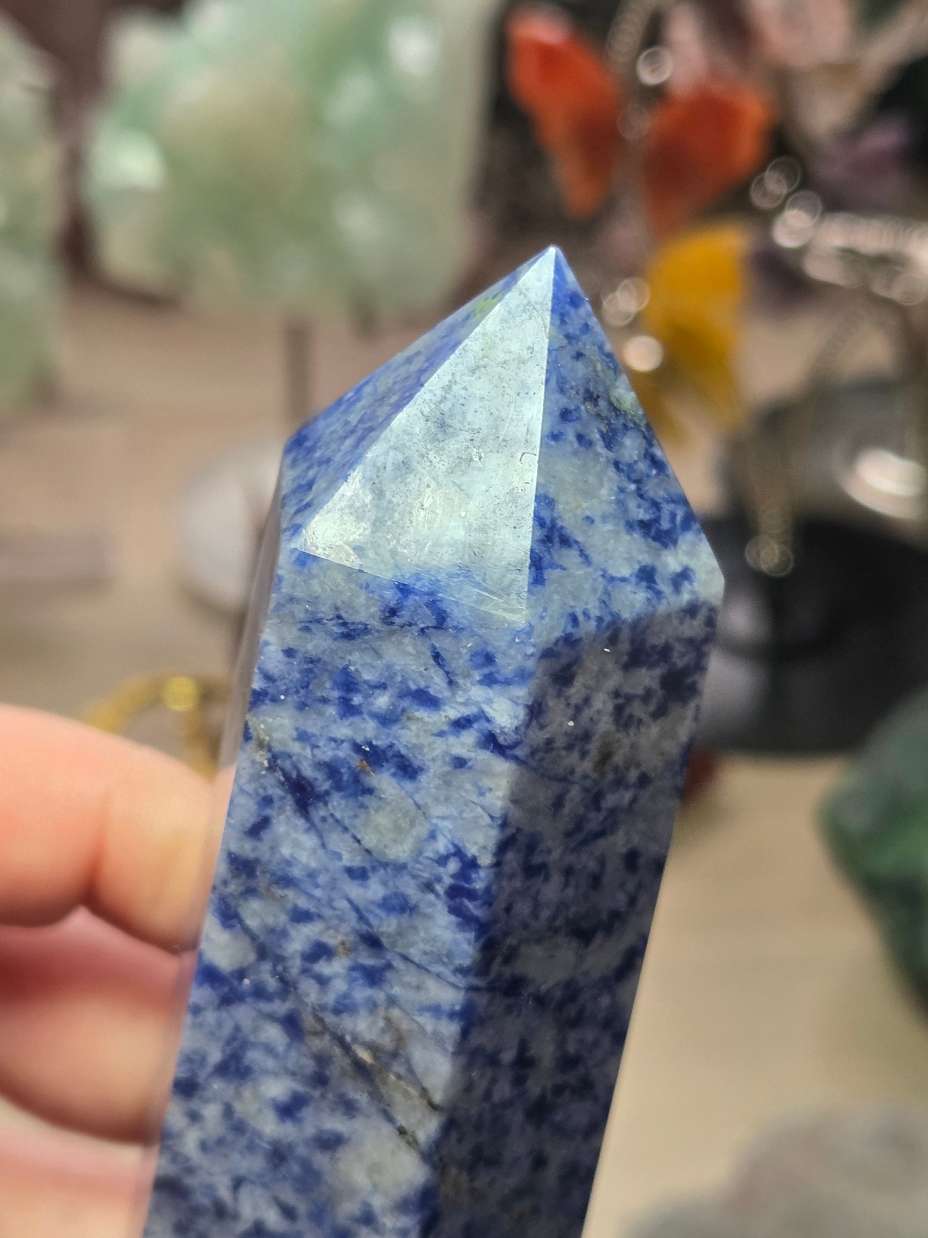 Blue spot Blue sodalite crystal large tower