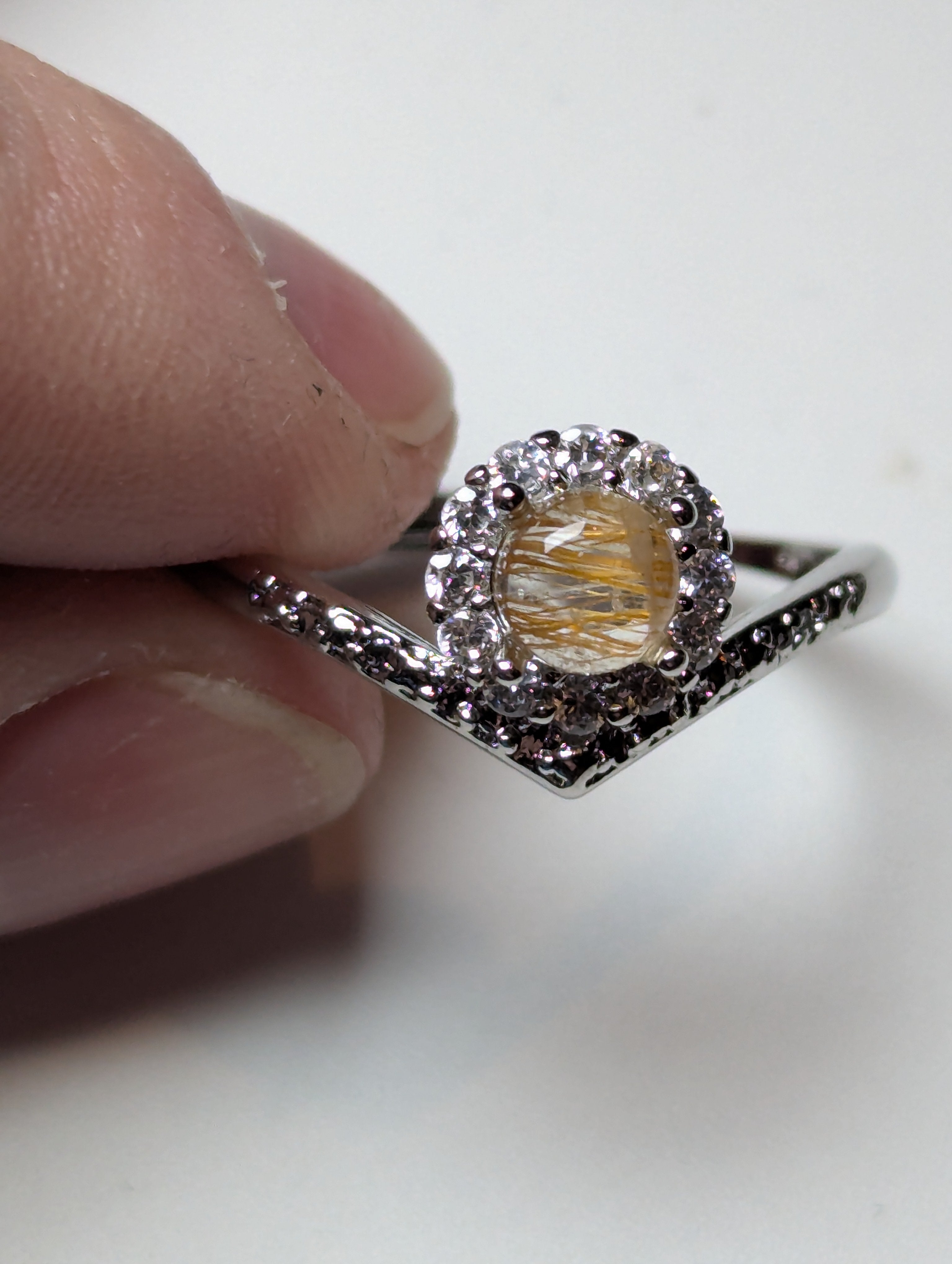 Golden Rutlile crystal Adjustable ring