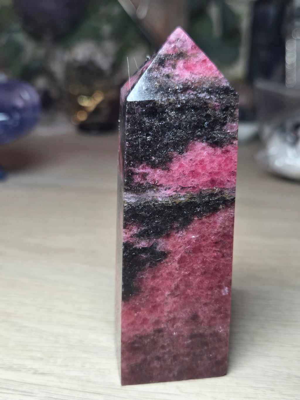 Grade A Rhodonite crystal tower