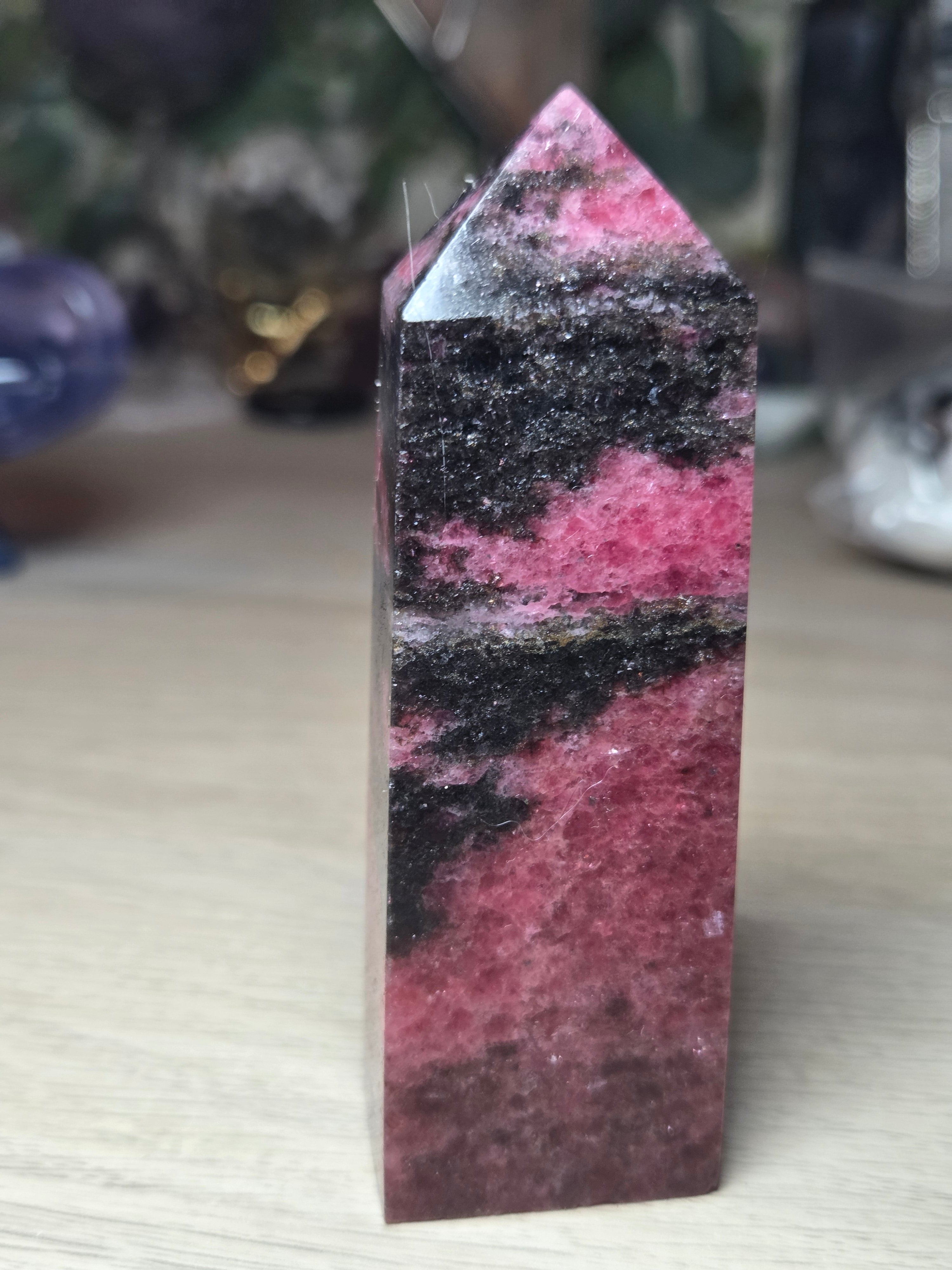 Grade A Rhodonite crystal tower
