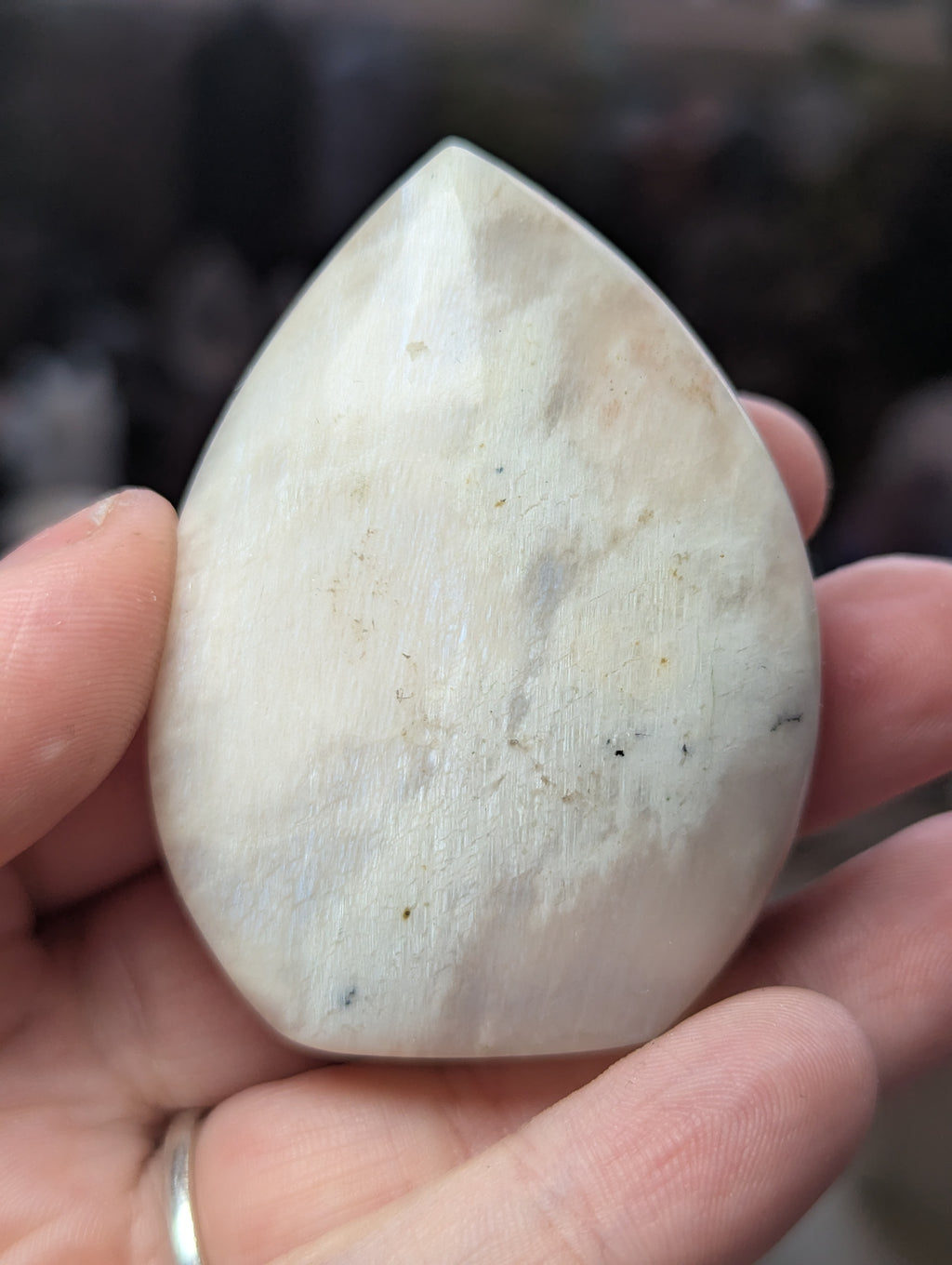 Rainbow moonstone crystal tear drop carving