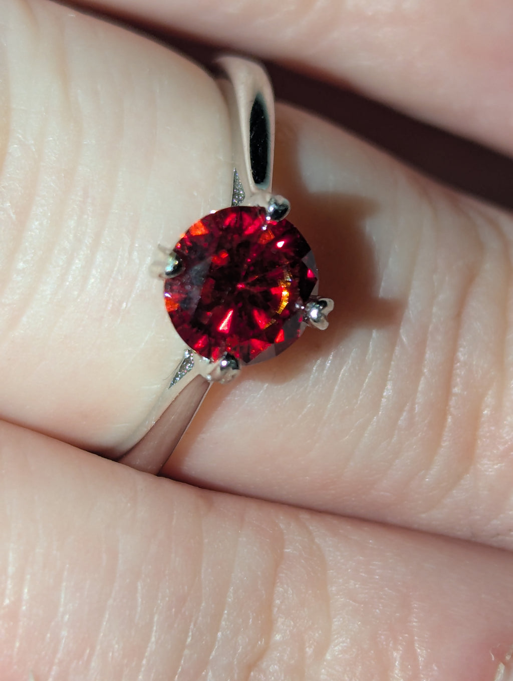 Red Moissanite diamond Adjustable ring